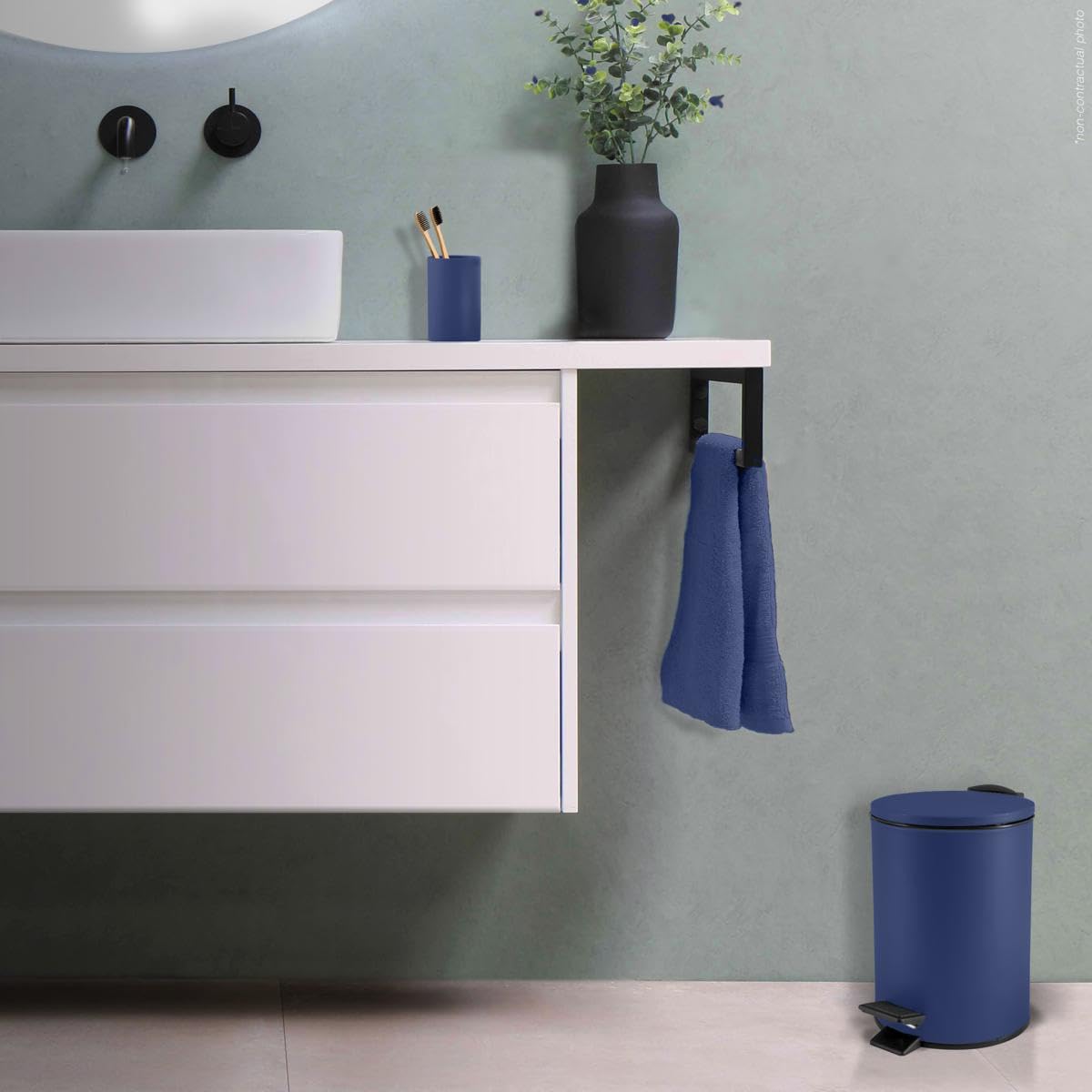 Spirella Adelar Bin 3 Litres Stainless Steel with Automatic Close and Inner Bucket, Soft Close, Matte, Dark Blue