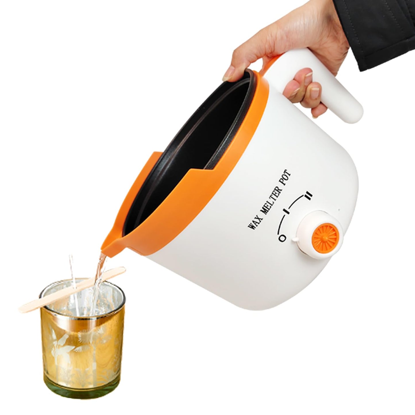 Ksedcon Electric Wax Melting Pot for Candle Making, Candle Wax Melter with Lid, Candle Pouring Pot with Pouring Spout (Orange)