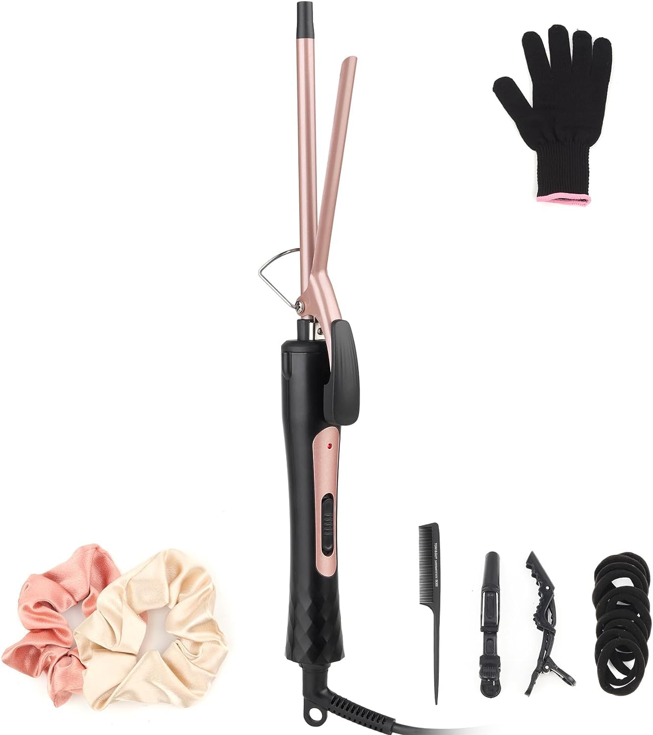 Curling Wand 9MM, Thin Curling Iron, Tight Curls for All Hair Types, Tourmaline Ceramic Barrel 30-Second Heat-Up, Long&Short Hair Culer Pro Curling