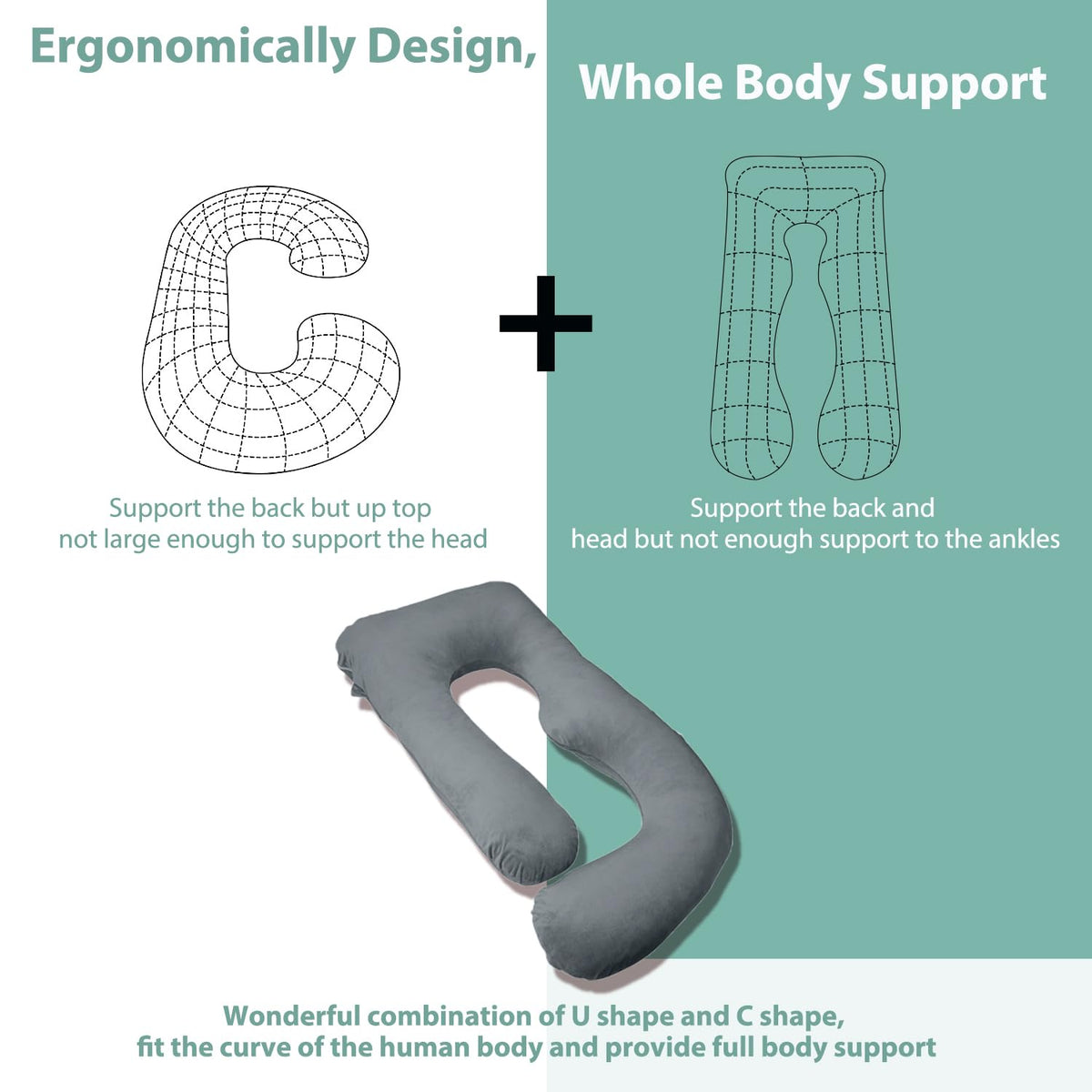 Chilling Home Pregnancy Pillow, 55 inches Maternity Pillow for Pregnant Women, Comfortable J Shaped Full Body Pillow Pregnancy Pillows for Sleeping,