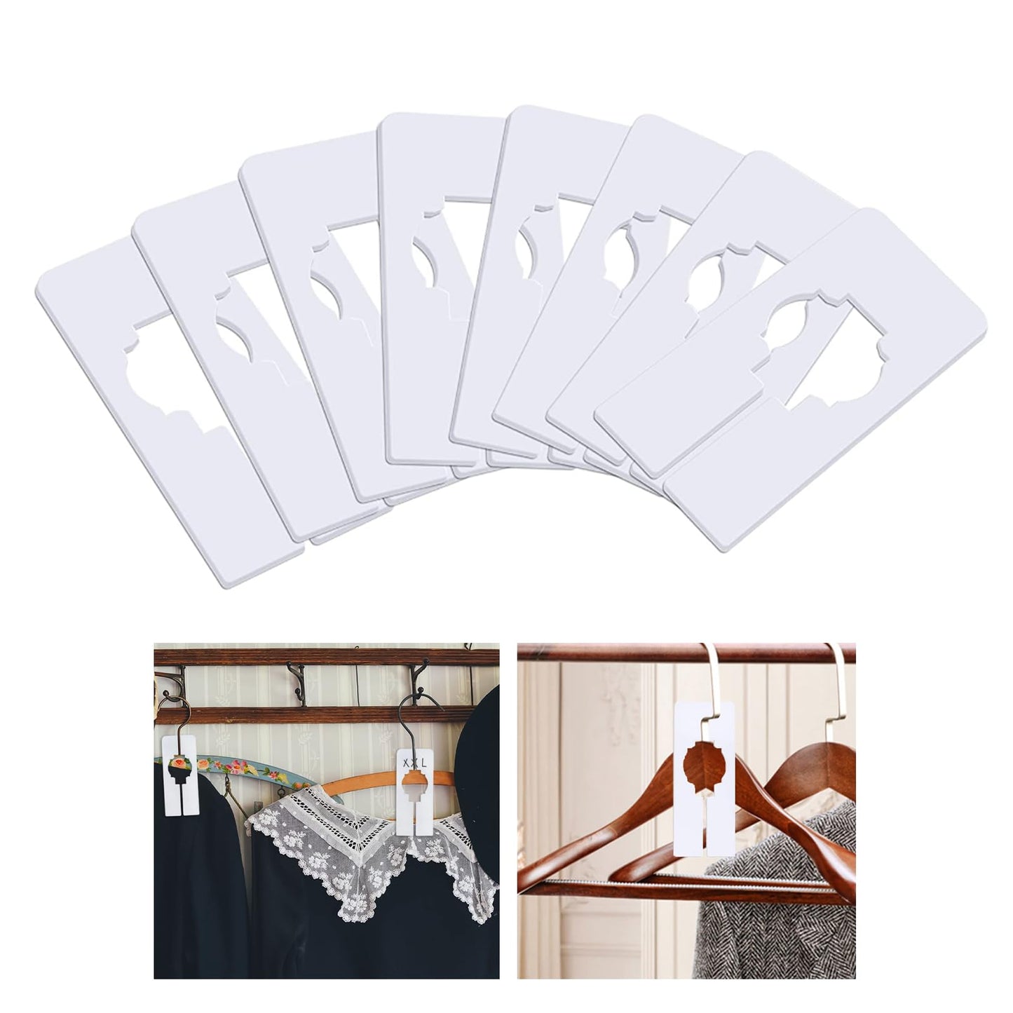 jeufun 8 PCS White Rectangular Clothing Rack Size Dividers for Sorting