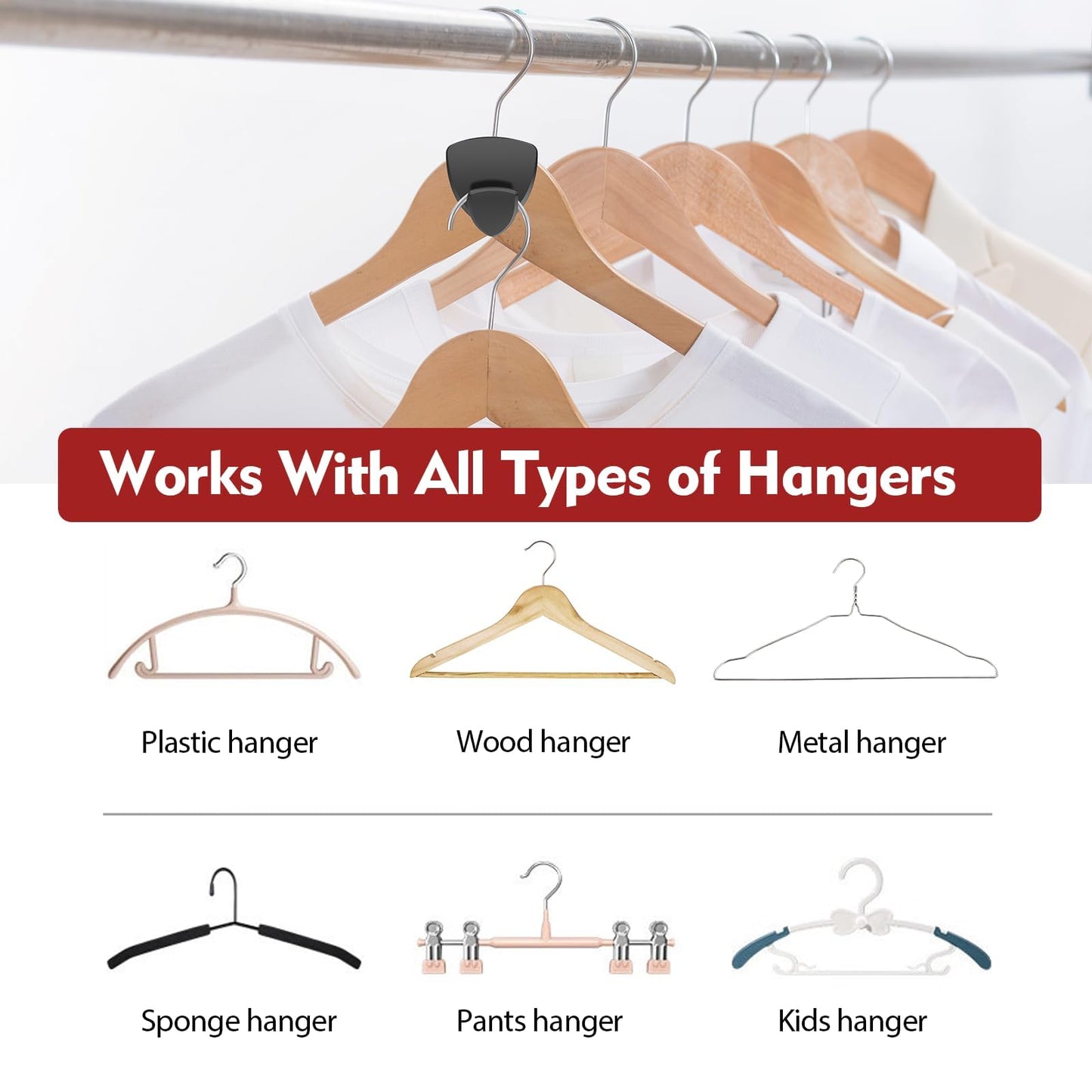 Latoxcaa Hangers Space Saving 30Pcs, Upgrade 40Lb(Max) Heavy Duty Hanger Hooks Space Saver, Space Saving Hangers for Clothes Hanger Connector Hooks