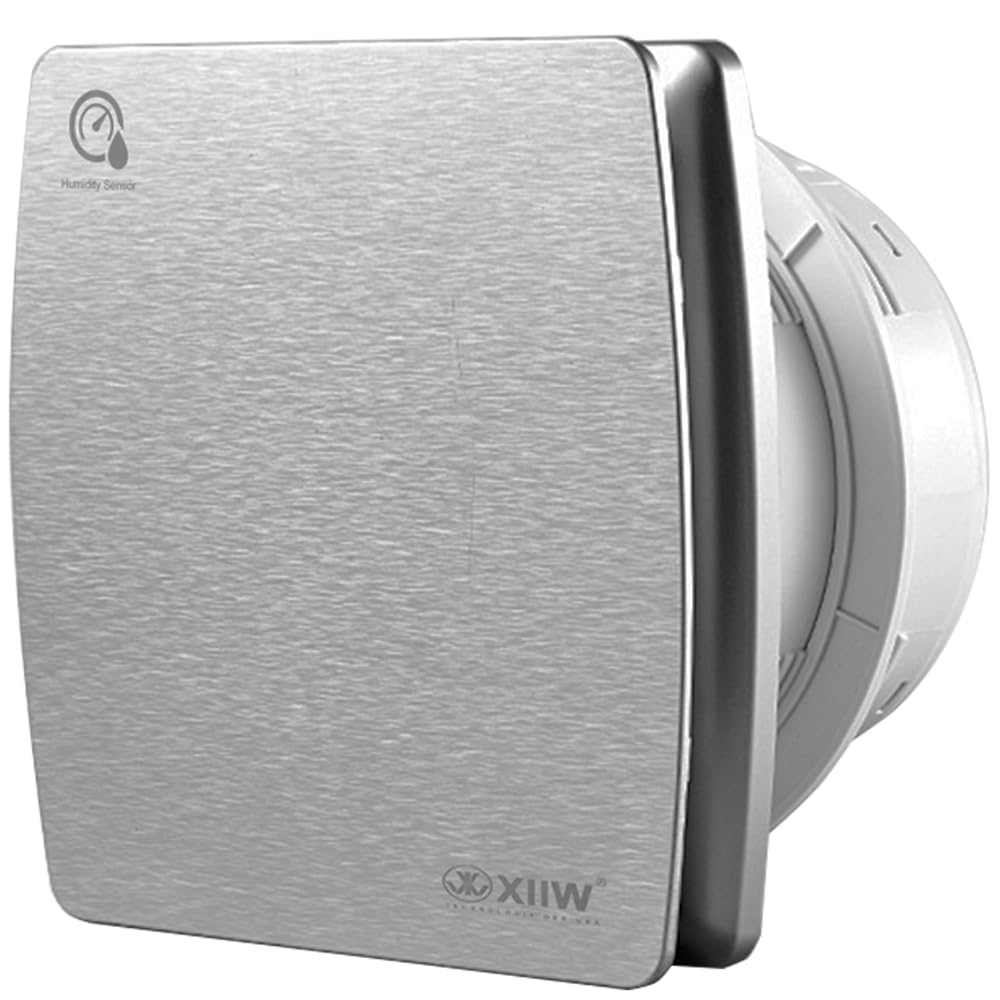 XIIW 4'' 100mm Bathroom Extractor Fan with Humidity Sensor and Timer Overrun Delay, Silent Bathroom Fan with Backflow Flap, 95 m?/h, 12 Watt / 34 dB