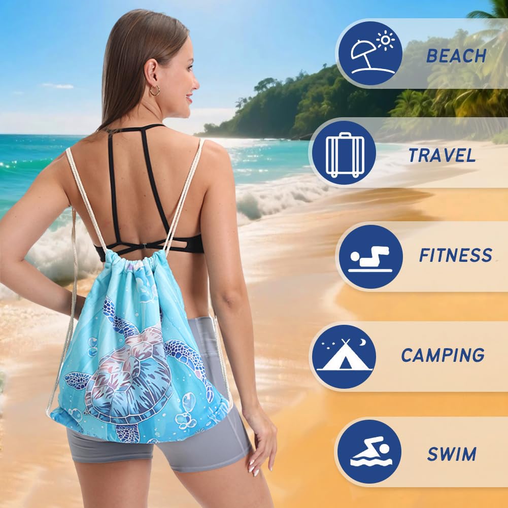 Microfiber Beach Towel Sand Free Absorbent Extra Large Travel Towels for Adults Kids Microfibre Towels for Adults with Drawstring Bag 2in1