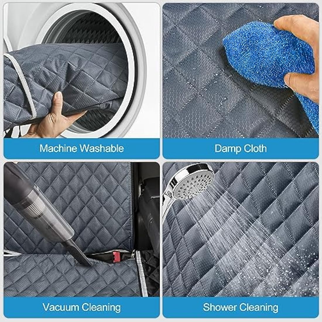 ANOSOSPECIAL Grey Dog Car Seat Cover for Back Seat,Non-Stick Fur,Pet-Friendly and Waterproof - Universal Fit Interior Protector for Auto, Van, SUV - Ideal for Kids and Pets（Large）