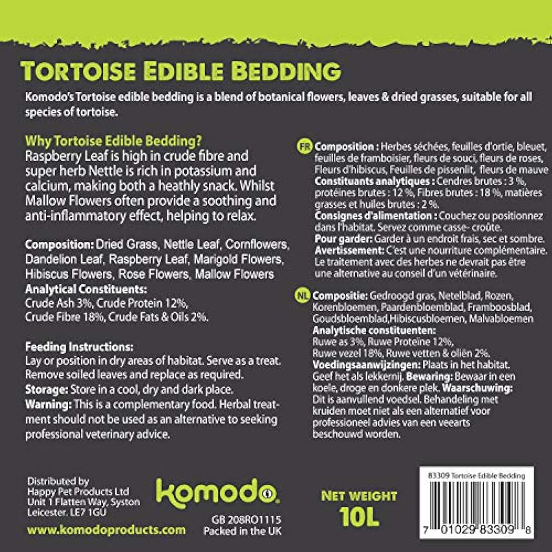 Komodo Tortoise Edible Bedding 10L, by Komodo,,,