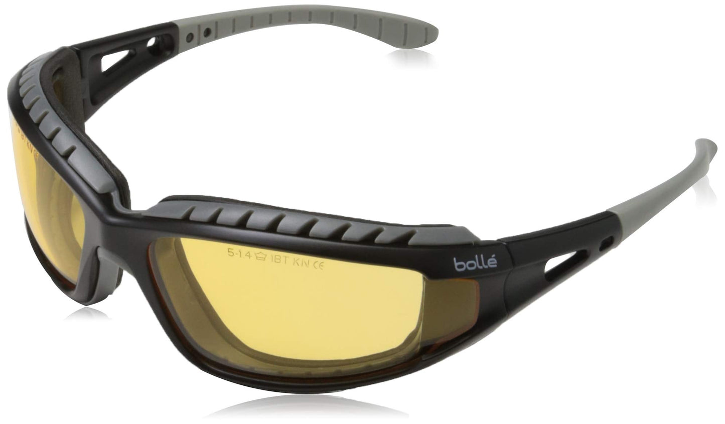 Bolle TRACPSJ Tracker Glasses Nylon Frame Anti-Scratch and Fog Lens, Black/Yellow