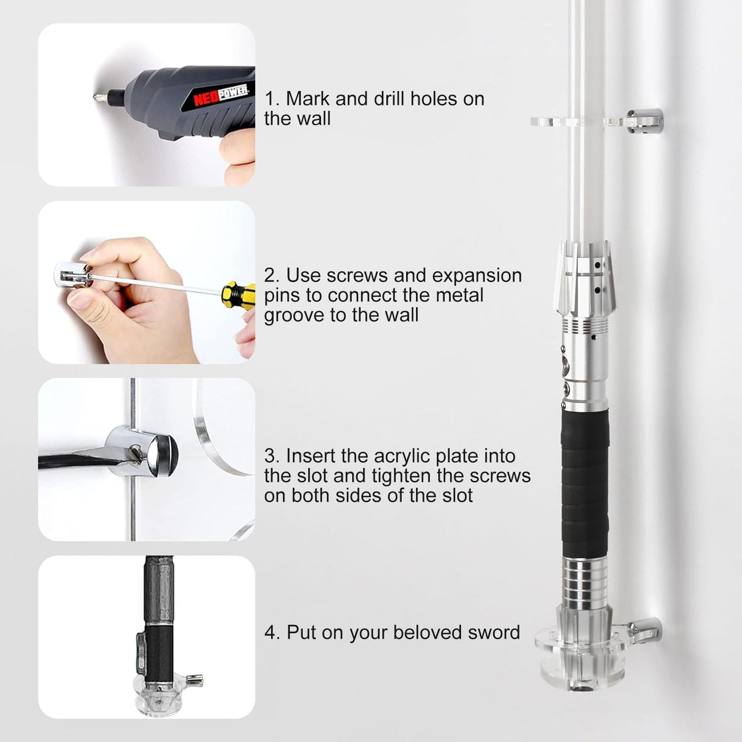 SzSFQ Acrylic Light Saber Wall Mount Vertical (Transparen)