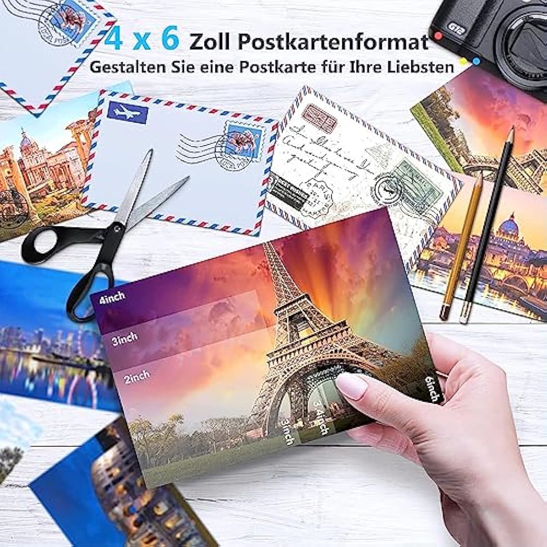 Liene Amber M100/M200, 80 Fogli di Carta Fotografica e 2 Cartucce, 4 x 6 Carta Stampante Fotografica, 100 x 148 mm Carta Fotografica a Sublimazione Termica, Impermeabile/Antiossidante