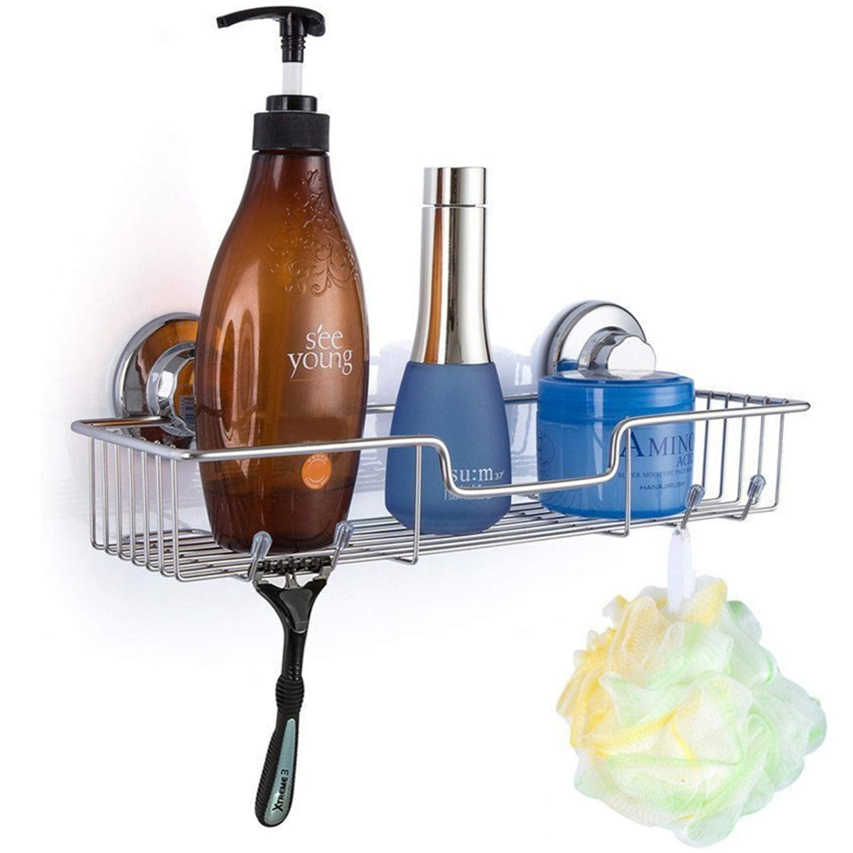 iPEGTOP Shower Caddy Basket Shelf & Soap Dish Holder for Bathroom Shampoo Conditioner Kitchen Storage Organizer SUS304 Stainless Steel, No Drilling