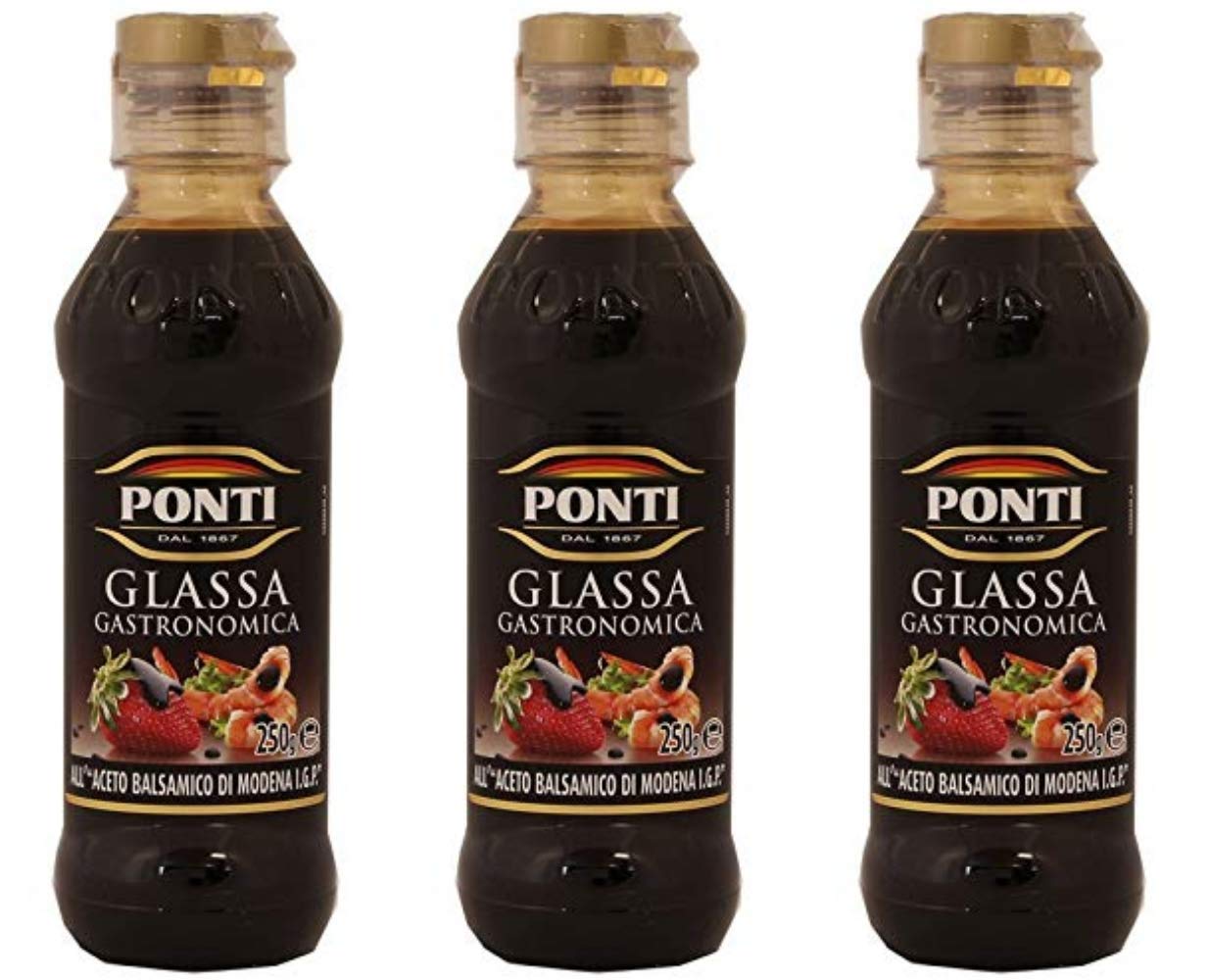3x Ponti Aceto Balsamico di Modena Italian Balsamic Vinegar 250ml
