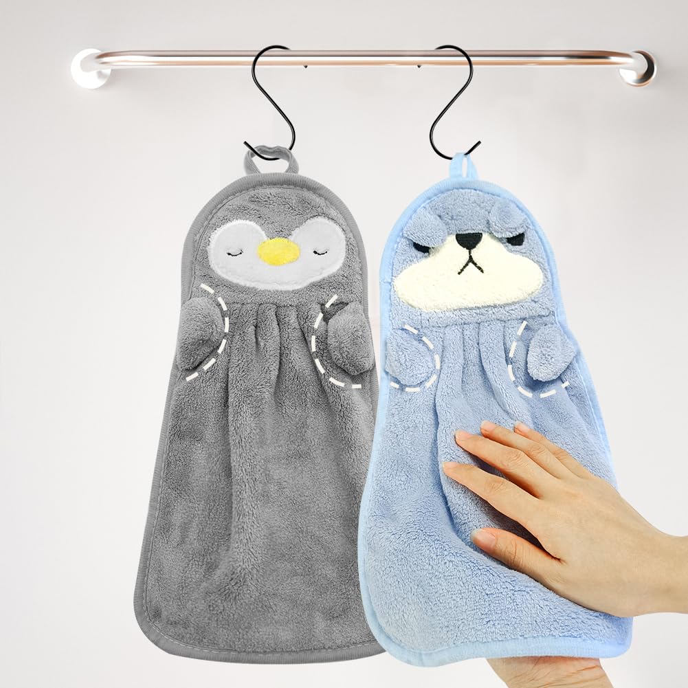 SwirlColor Hand Towels for Bathroom, Soft Microfibre Hand Towel Cute Animal Hand Towels Absorbent Hand Towel with Hanging Loop for Kitchen Bathroom