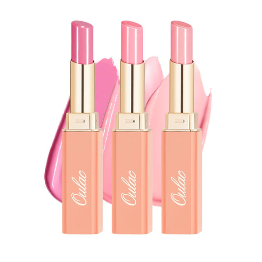 Oulac Pink Lipsticks Set - Moisturizing Lipsticks for Dry Lips, Medium Coverage | Glossy Finish, Juicy Look, Vegan (07/20/22)