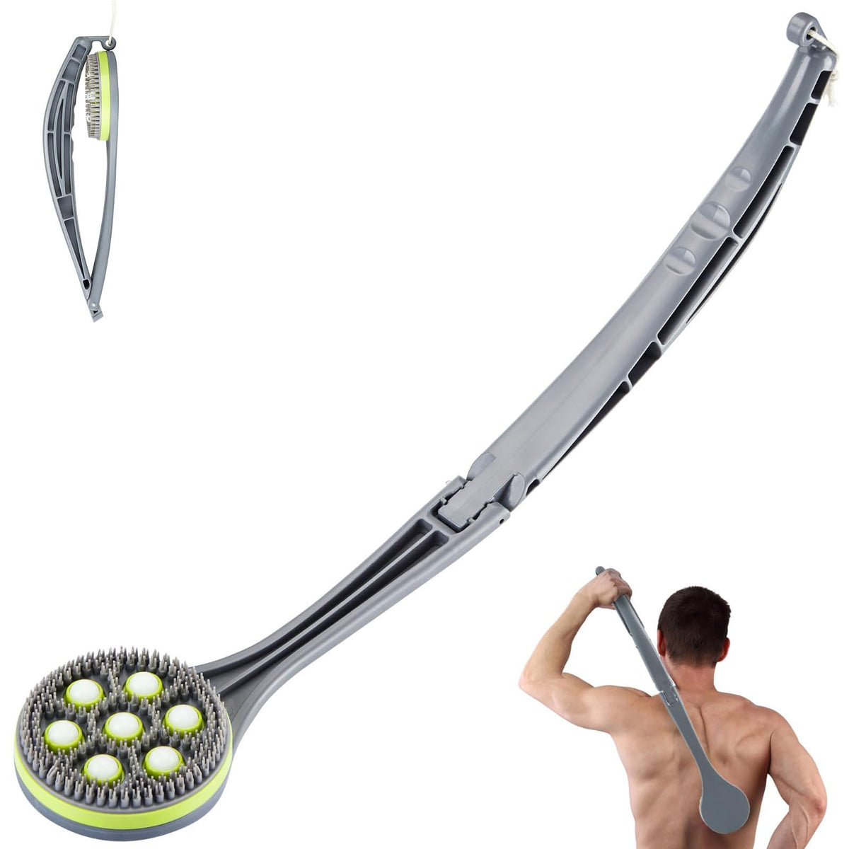 Lotion Applicator for Back, Flodable Back Brush Long Handle for Shower, Full Body Lotion Applicators for Women Men Elderly Disabled, Massage Bath