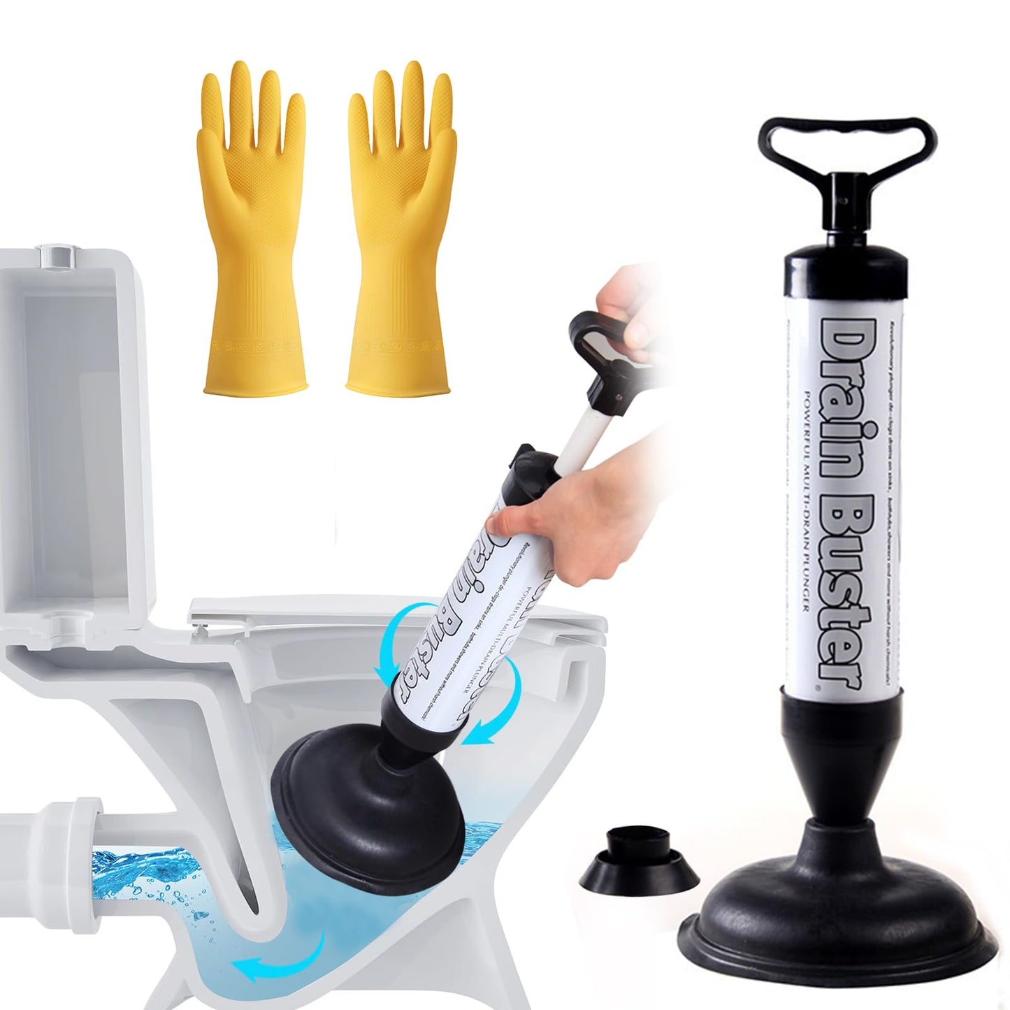 SubTack Drain Unblocker - Sink Plungers for Unblocking Plunger Shower Unblocker Powerful Toilet Air Plunger Toilet Unblocker Toilet Unblocker with 2