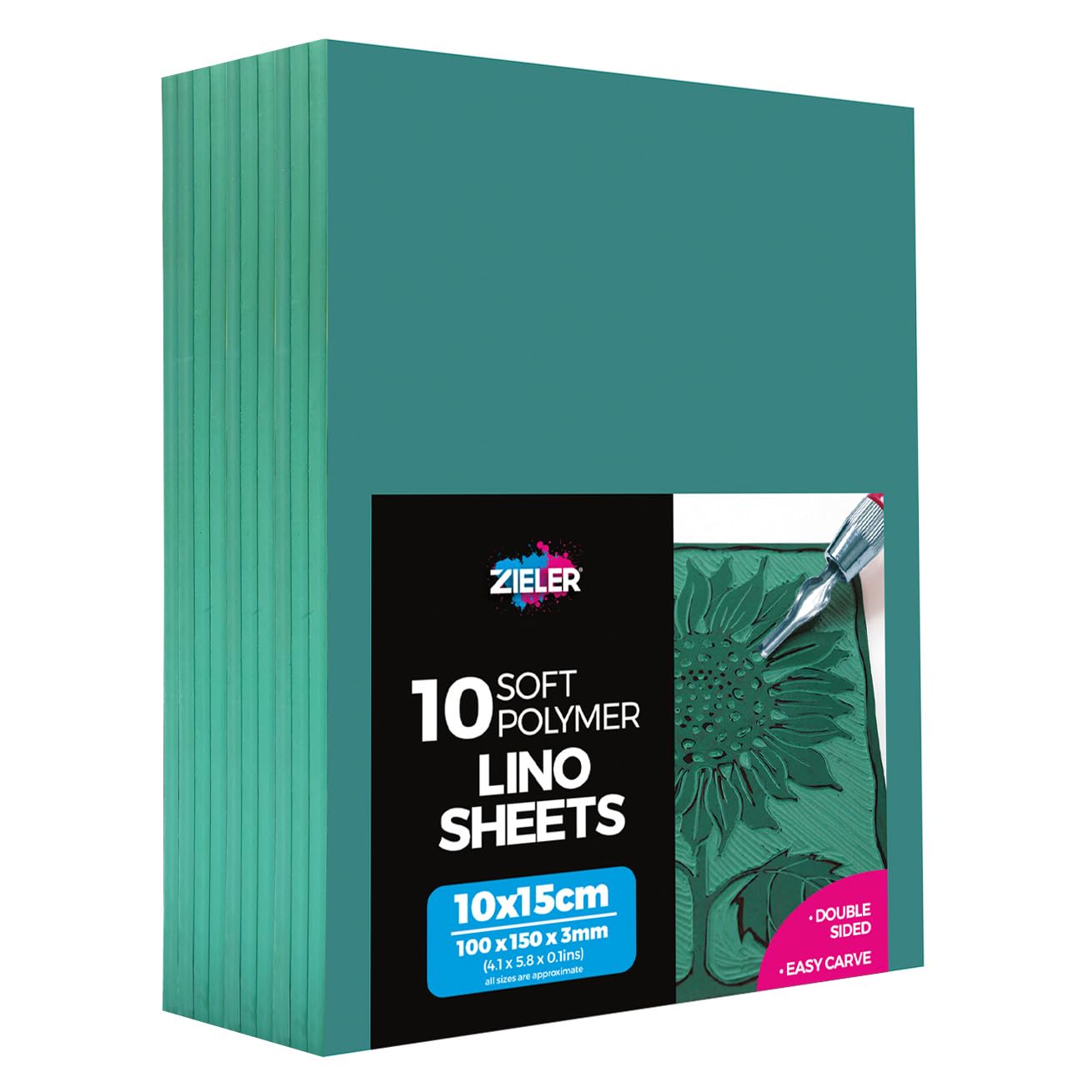 Lino Sheets - Lino Printing Block Sheets - by Zieler? - Double-Sided, Easy-Carve Soft Lino Block A6 (150x100x3mm) Sheets. Ideal for School or Home -