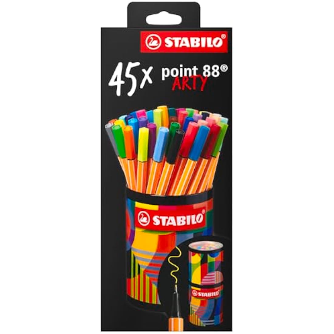 STABILO point 88 - Fineliner - ARTY - Tin of 45 - Assorted Colours