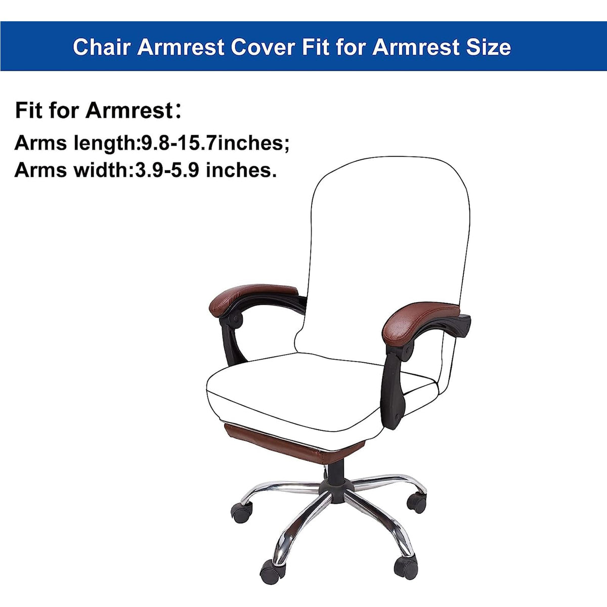 XIEHUZA 2 Pair Office Chair Armrest Covers, Removable Elastic Arm Rest Pads, Seat Hand Rest Protector for Home and Office Chairs (Black)