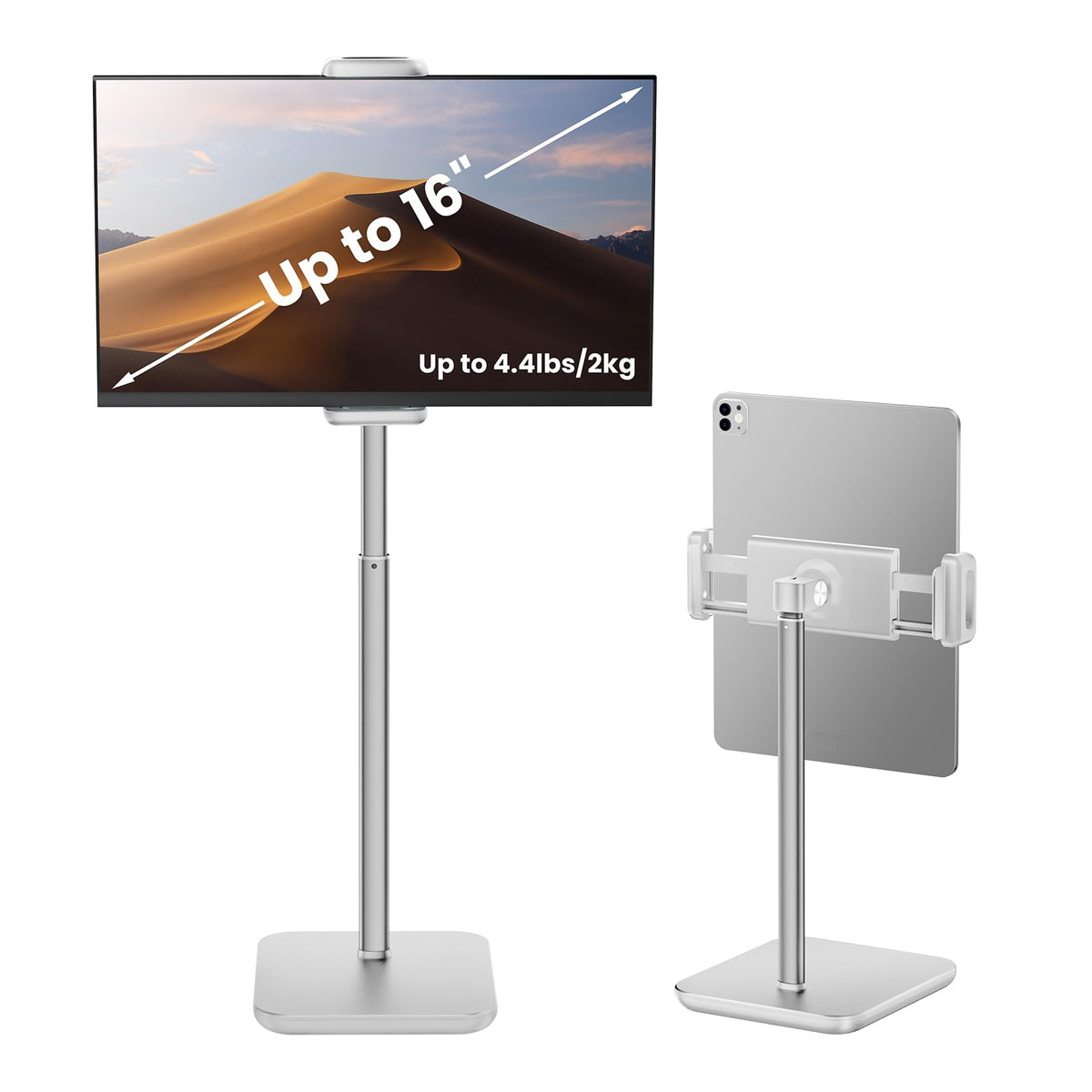 tounee Portable Monitor & Tablet Holder Stand, 4.4lb (2kg) Holding Strength, Height Adjustable Up to 18.11", Ideal for 4.7"-16" Devices (15.6"