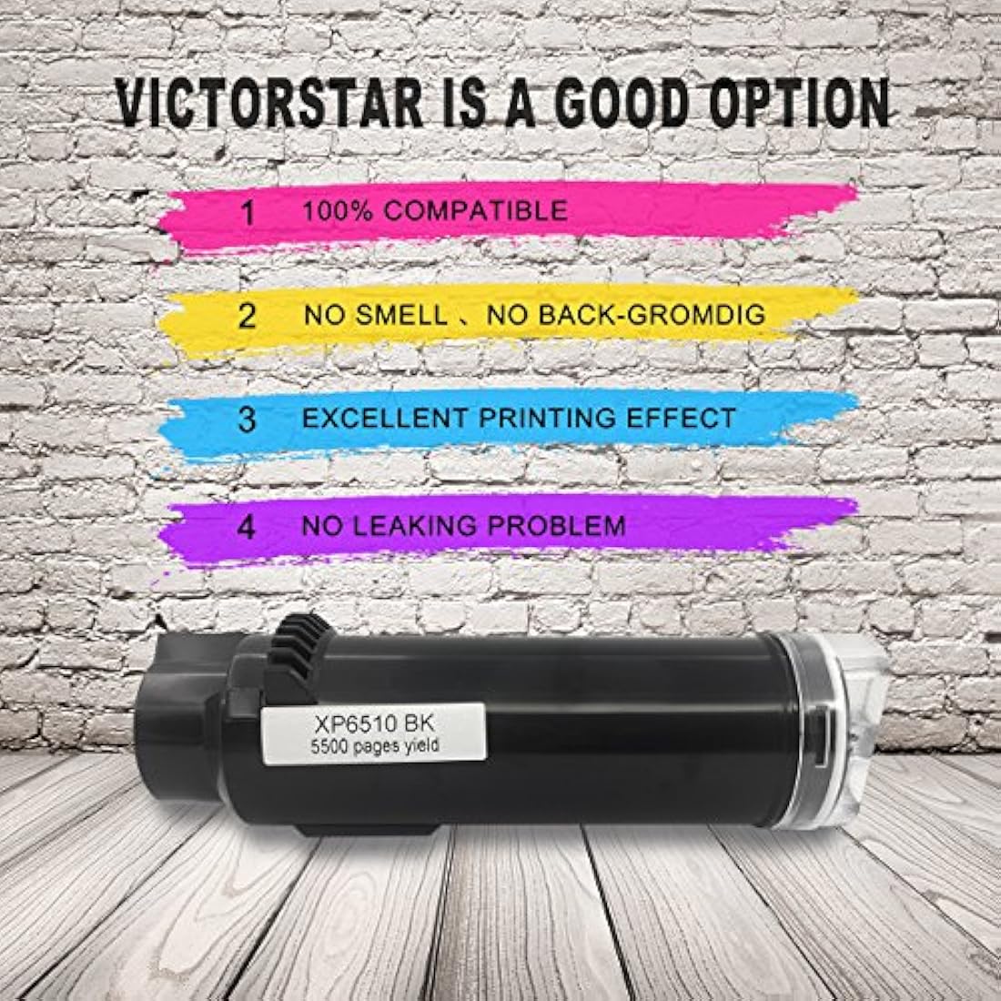 VICTORSTAR Compatible Xerox 6510 6515 Toner Cartridge (Black + Cyan + Magenta + Yellow) 4 Colours The Highest Yield 5500 Pages & 4300 Pages for Xerox Phaser 6510 WorkCentre 6515 (4 Colours)