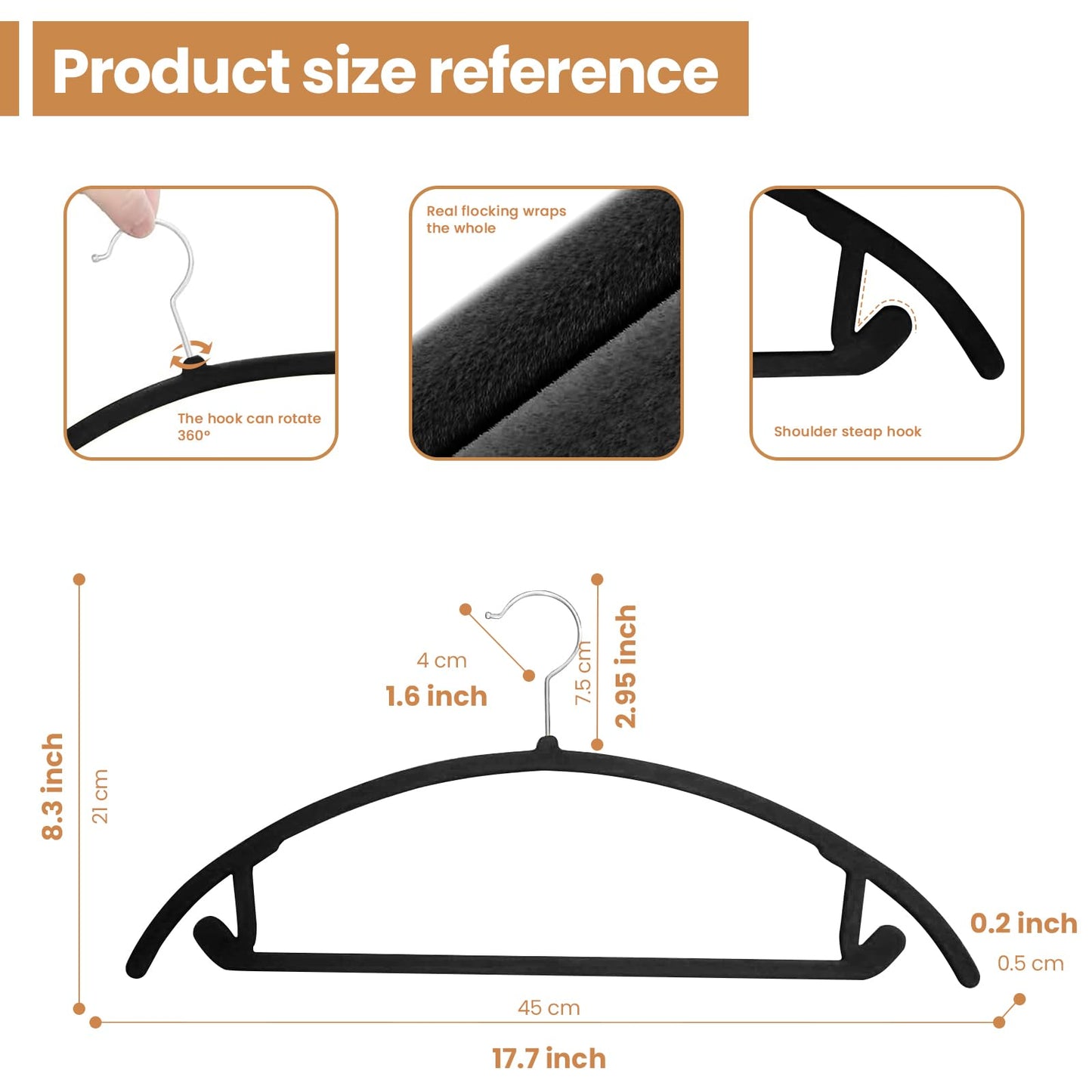 Jiang&Rong 60 Pack Black Velvet Hangers, Non-Slip Clothes Hangers