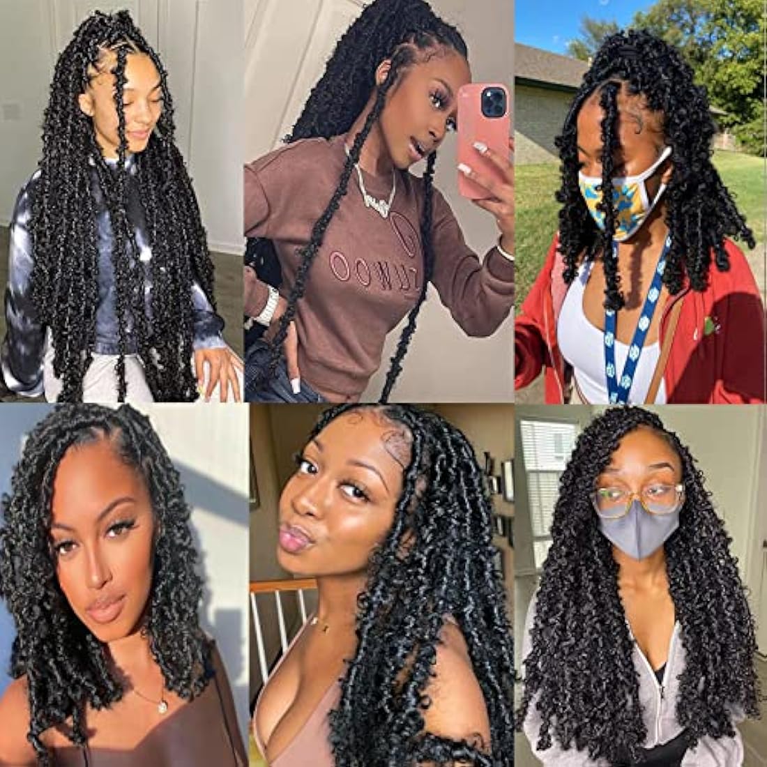 XTREND 24 Inch Black Butterfly Crochet Hair Long Distressed Faux Locs Pre-looped Crochet Braids Synthetic Soft Locs for Women 6Packs 10Strands/pack 1B#