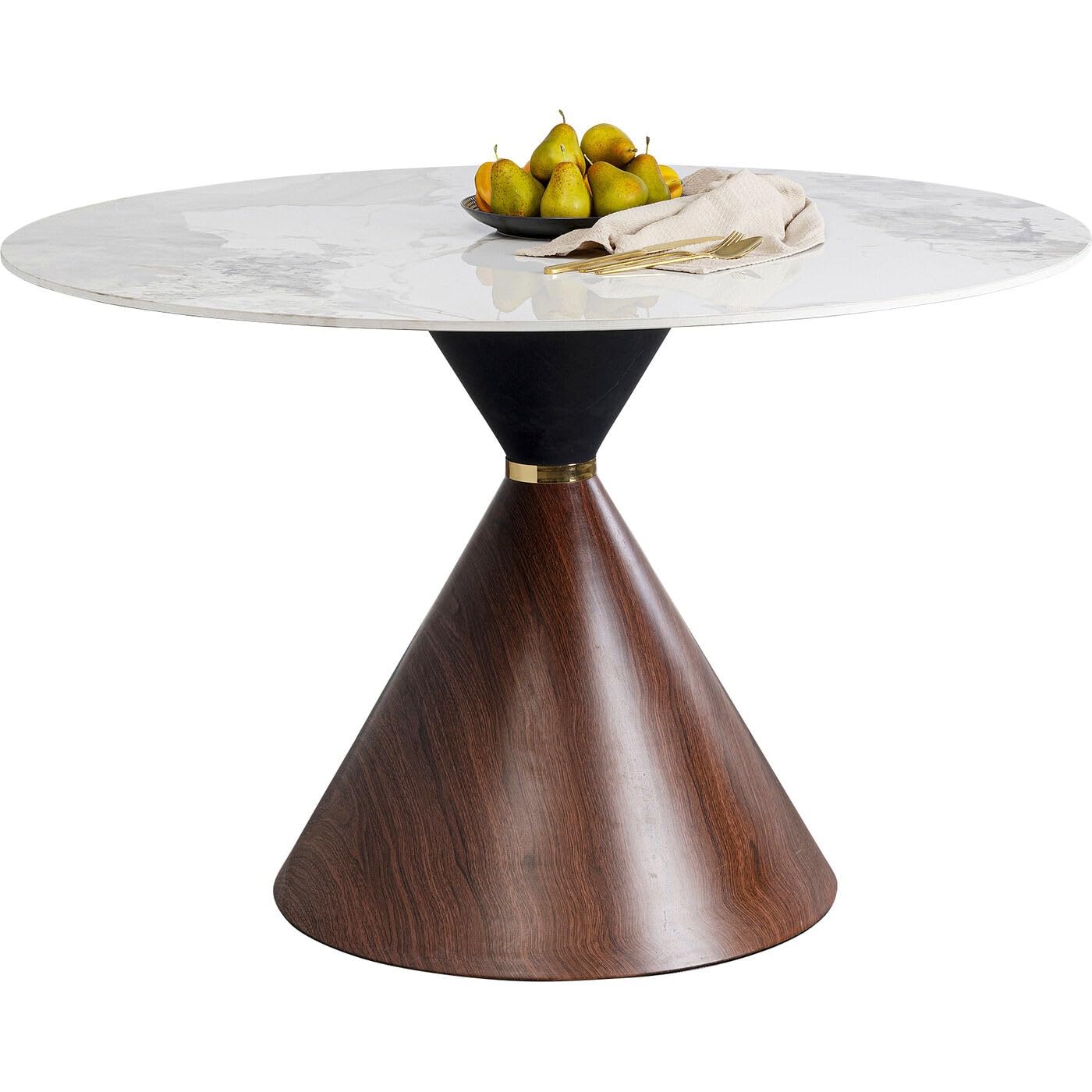 Kare Design Table Cono Ceramic, white and brown, Diameter 120 cm
