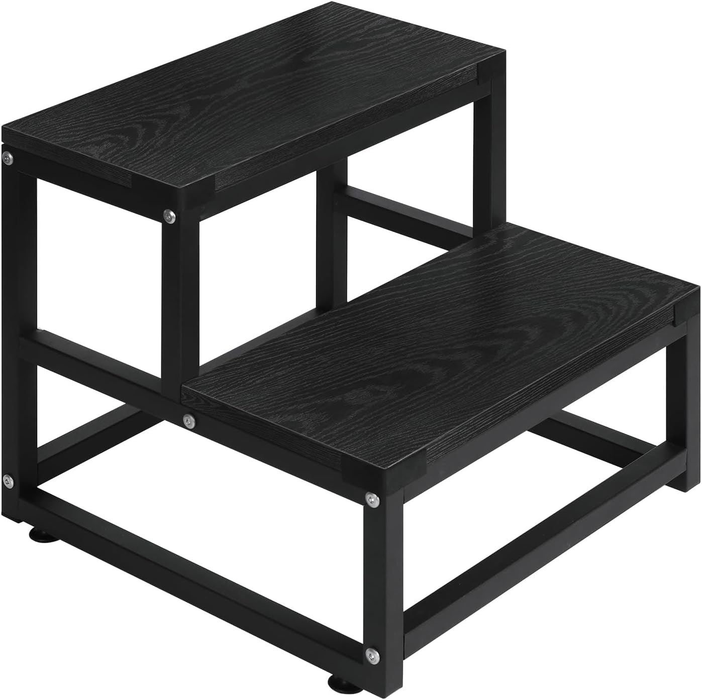 LIANTRAL Step Stool for Adults and Kids, 2 Step Stool, Heavy Duty Steel and Sturdy Wooden Stool, Load Capacity up to 200 kg, Foot Stool for Bed,