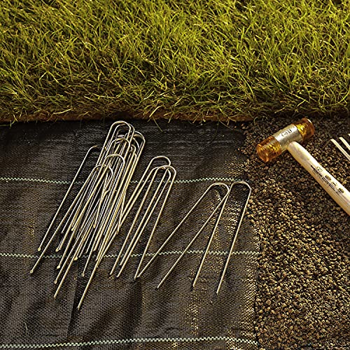 GardenMate Pack of 200 x 200mm multi-purpose steel Garden Securing Pegs - Ideal for hard floors - Made of 3.8mm thick galvanised steel wire