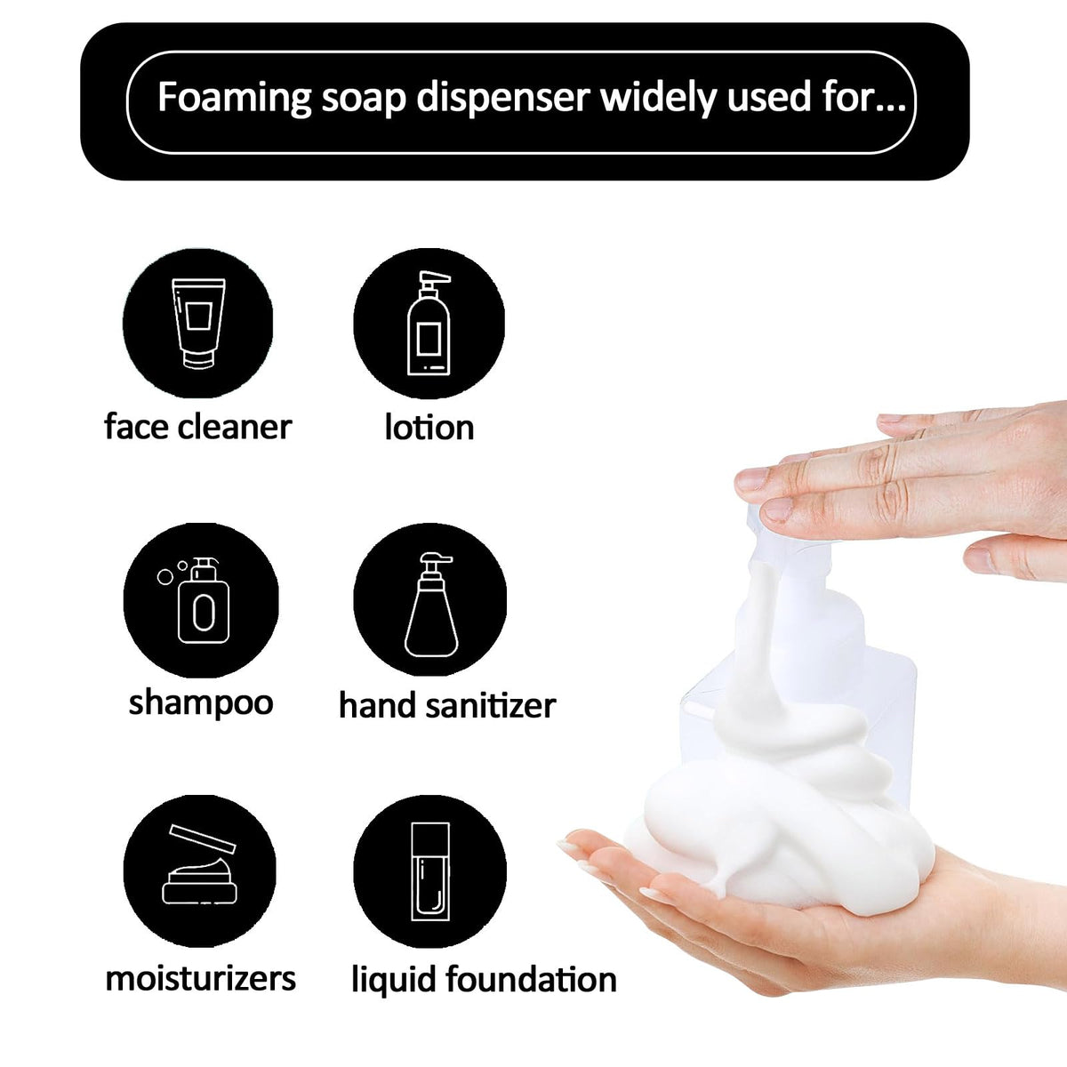 Apstaqeoo Foaming Soap Dispenser, 2Pcs 450ml Hand Soap Dispenser Refillable Foam Soap Liquid Pump Bottles Empty Plastic Shampoo Body Wash Container