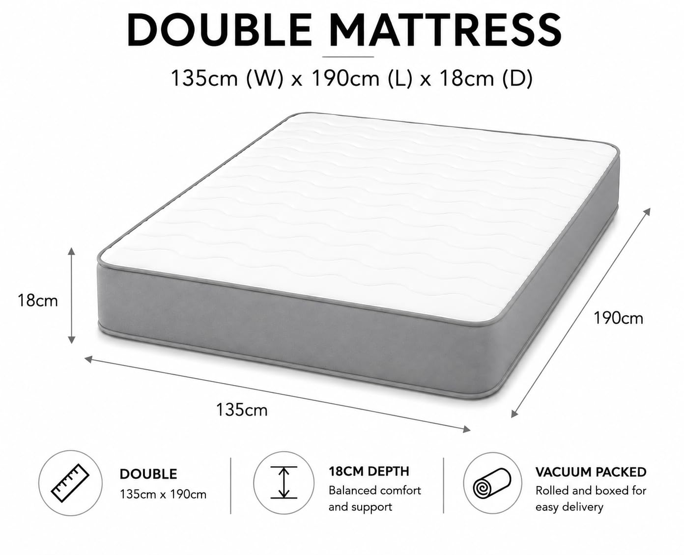 eXtreme comfort ltd Cooltouch Colours Grey Double Mattress