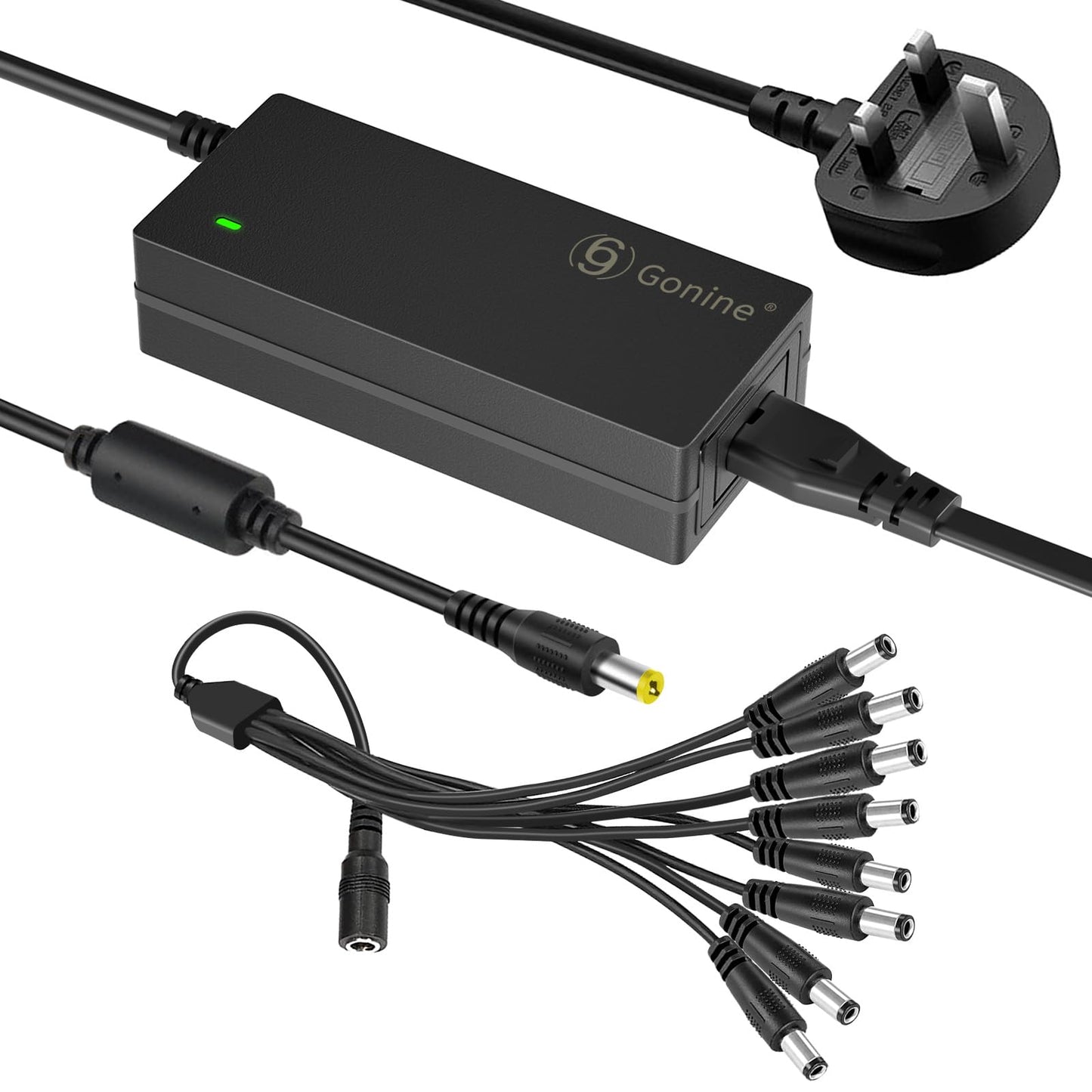 12V 5A 60W Security Camera Power Adapter 100V-240V AC to DC with 8-Way Power Splitter Cable Power Supply for CCTV Security Camera DVR, LED Strip