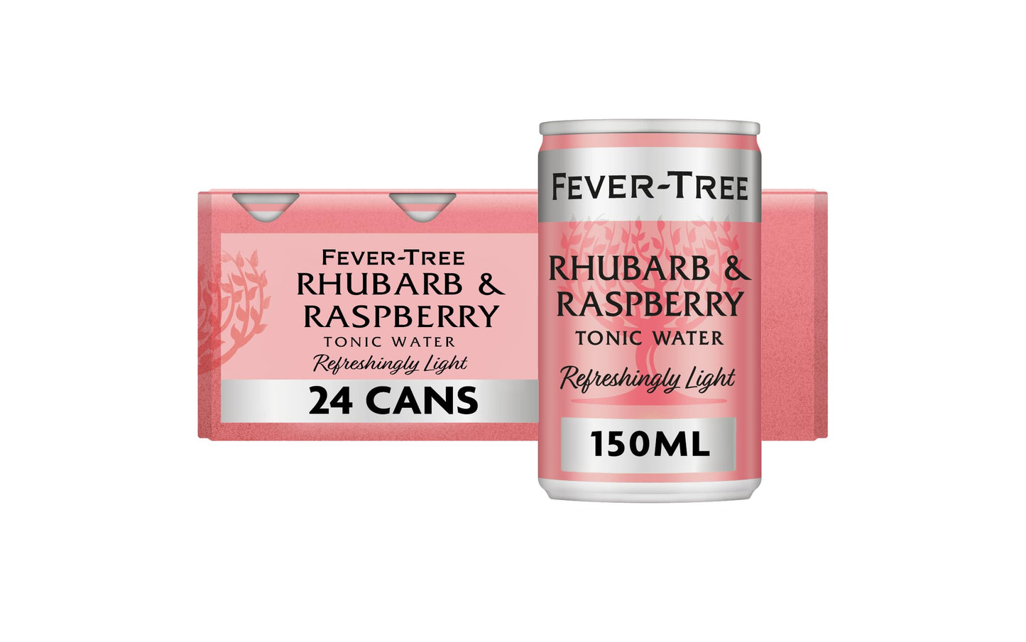 Fever-Tree Refreshingly Light Rhubarb & Raspberry Tonic Water 8 x 150ml (Pack of 3, Total 24 cans)