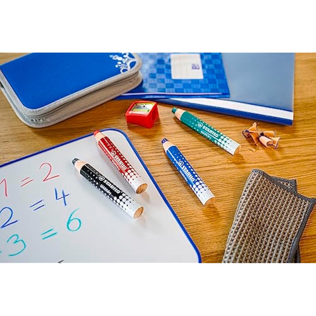 STABILO MARKdry - Whiteboard and Flipchart Marker Pencil - Classpack of 30 - Black with 2 Sharpeners
