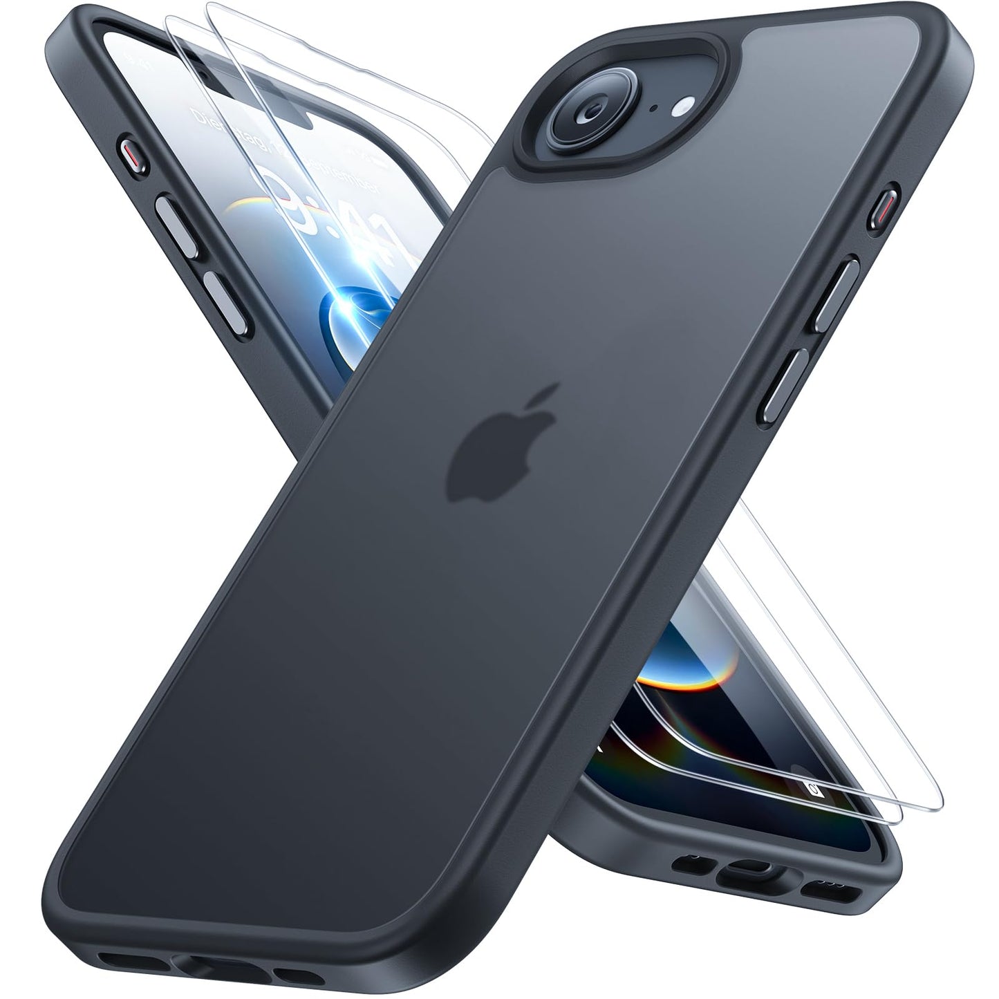 Miracase for iPhone 16e Case 2025 [with 2X Screen Protectors] [TOP Military-Grade Protection] Anti-Fingerprint, Translucent Matte Shockproof Slim 16e