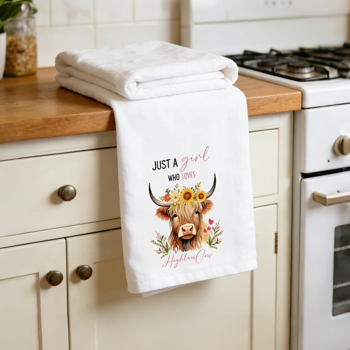 Nodrex 2 PCS Highland Cow Tea Towels, Cute Kitchen Tea Towels, Super Soft Microfibre Dish Towels, Highly Absorbent Quick-Dry Hand Towels for Kitchen