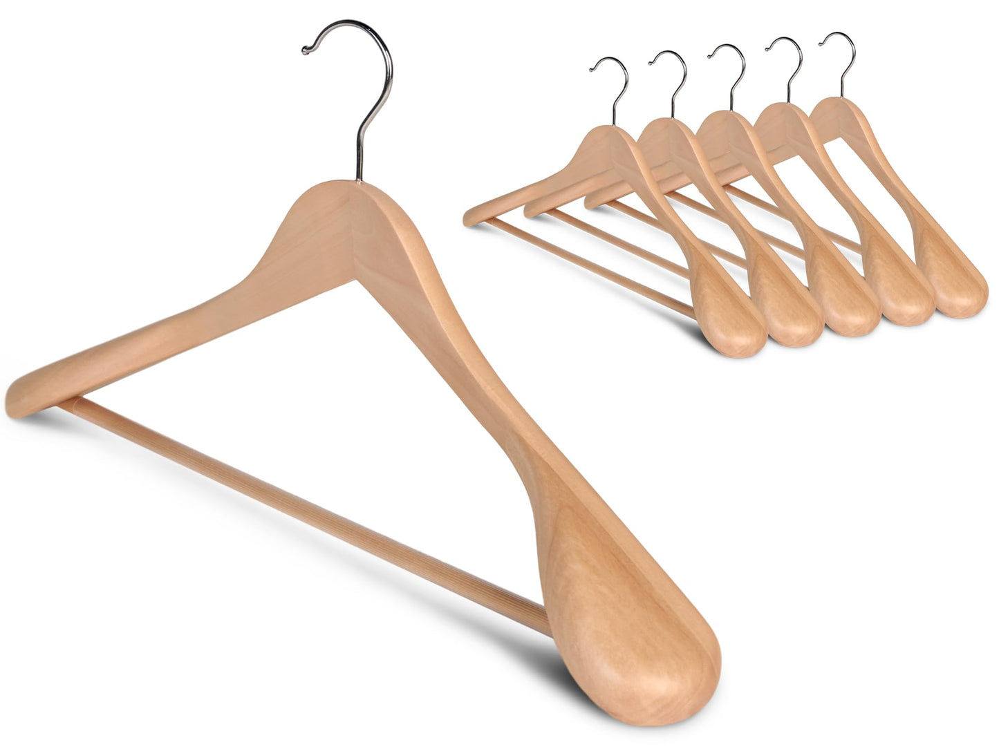 StorageWorks Wooden Suit Hangers, Wooden Coat Hangers Adult for Wardrobe, Extra Wide Shoulder Natural Wood Hanger for Duty Suit, Coats