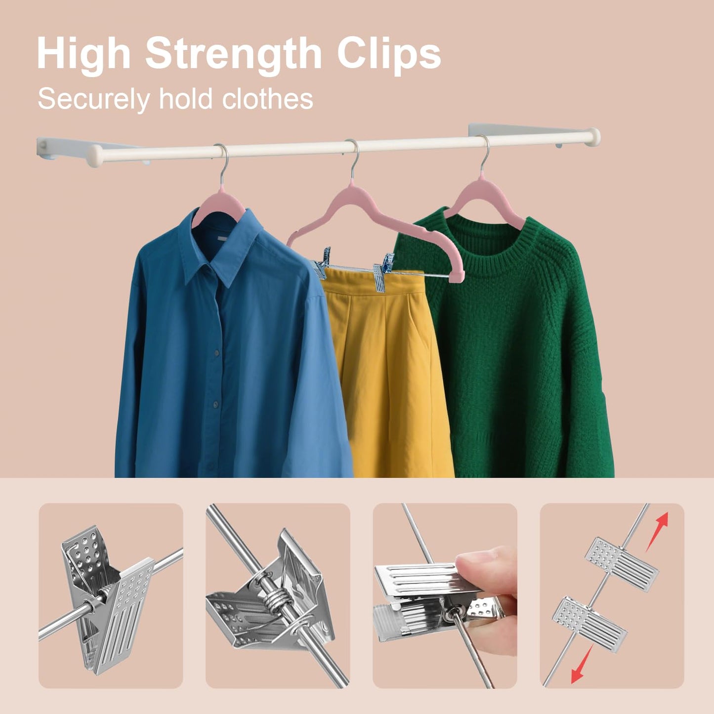 Stormix Pink Velvet Skirt Hanger with Clips, Non-Slip Coat Hangers, Heavy-Duty Clothes Hangers for Shorts, Pants, Skirts, Dresses, Jackets, Coat