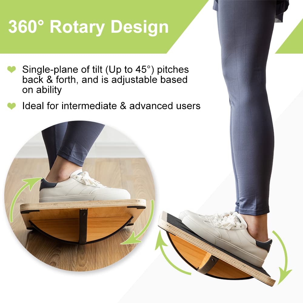 StrongTek Professional Wooden Balance Board with Crossed Hardwood Base, Advanced Rocker Board for Core Strength, Stability Training, Difficult