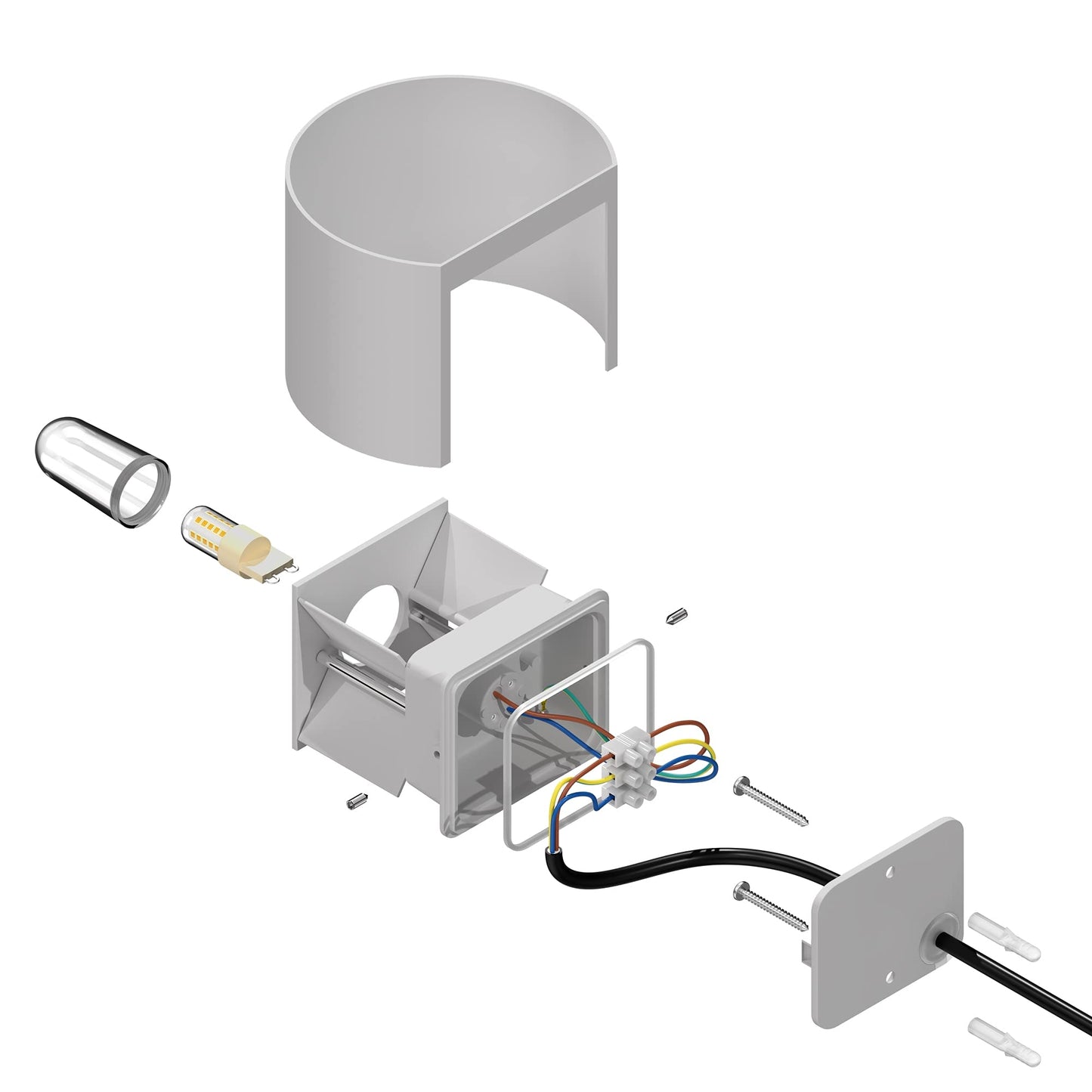 ledscom.de 2 x RUNEL Wall Light for Outdoors, IP65, up/Downlight, matt White, Round, 1x G9 max. 10W