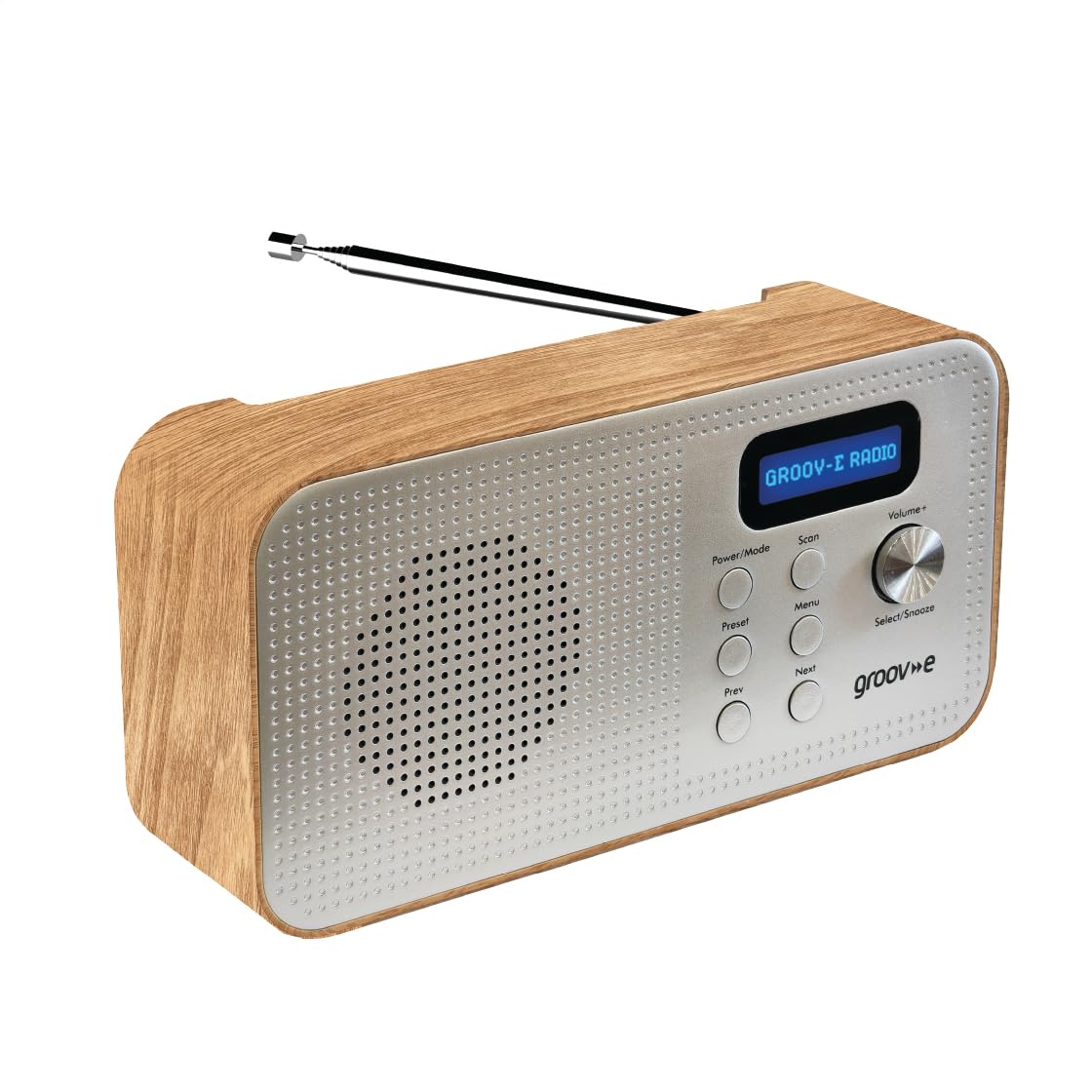 Groov-e Lisbon Portable DAB & FM Digital Radio - Portable Radio with Bluetooth Connectivity, LCD Display, Built-In Alarm Clock & Headphone Jack - USB