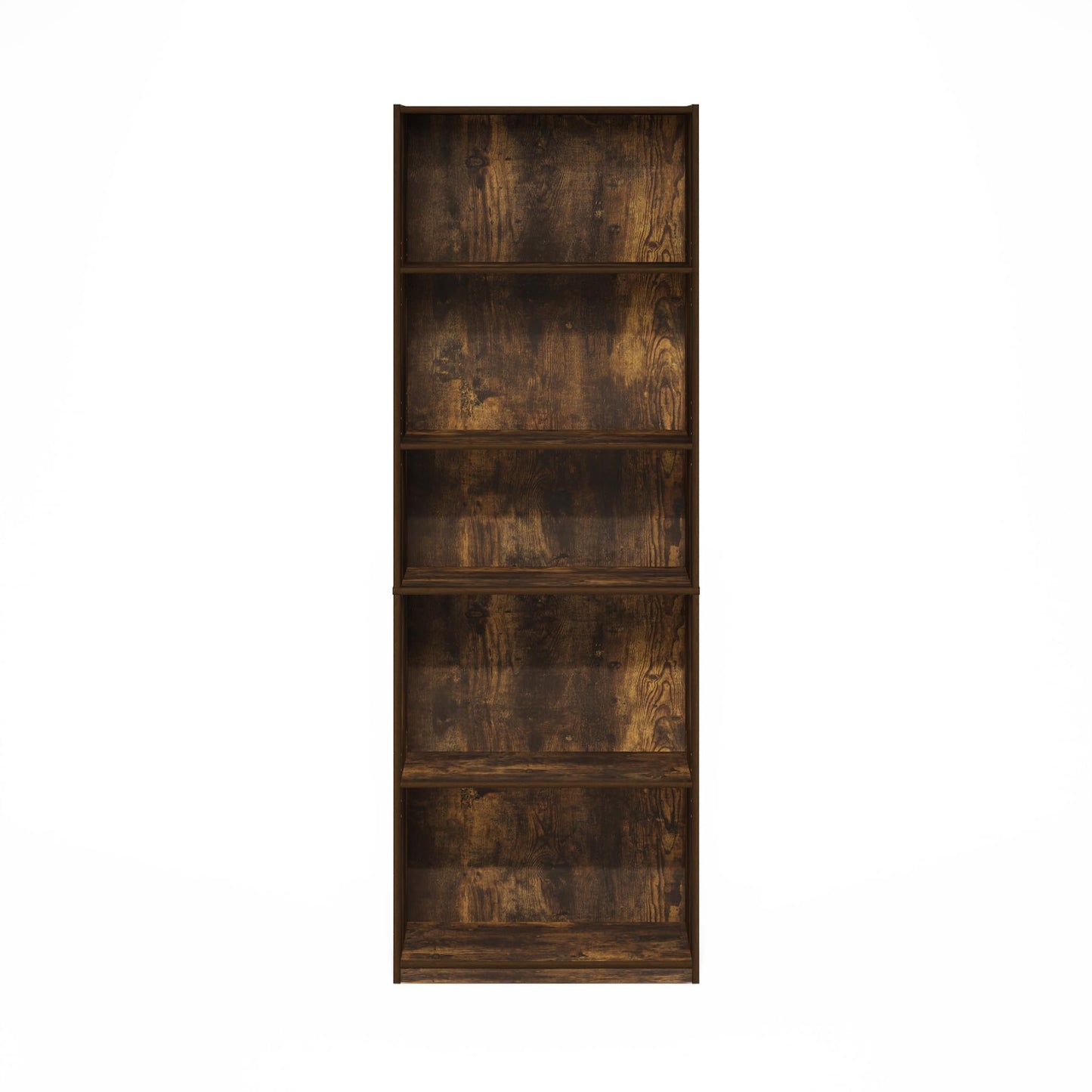 Furinno GEHRY Book Shelf, 5-Tier Bookshelf, Bookcase with Adjustable Shelves, 29.5 x 63 x 181.4 cm, for Living Room, Bedroom, Home Office, Amber Pine
