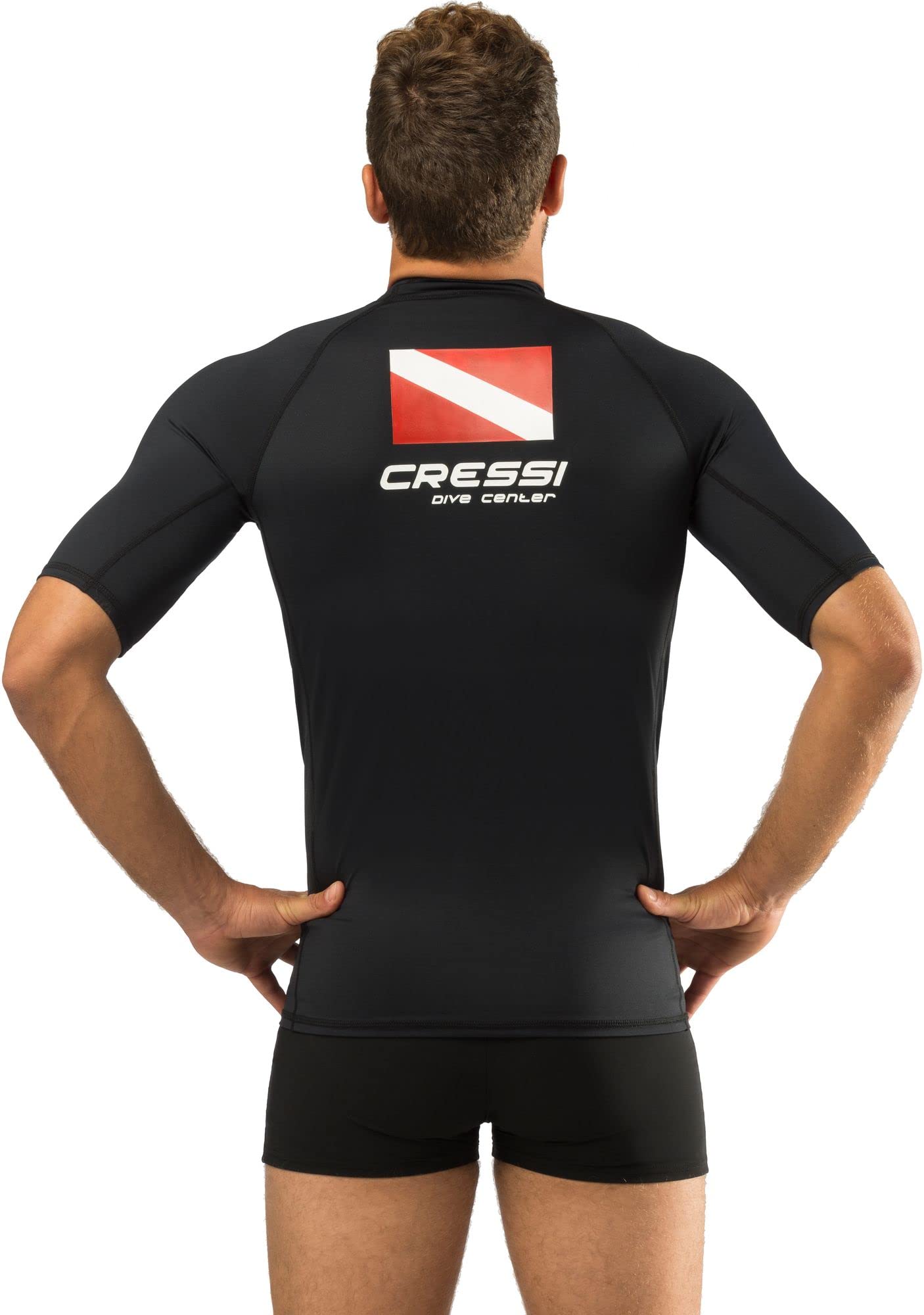 Cressi Men's Man Black Dive Center Men s Rash Guard UV Sun Protection UPF 50 Short Sleeve, Black, M 3 UK