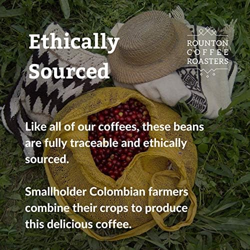 Rounton Coffee Roasters | Colombian Rich Roast 1kg | Strong Dark Roast Whole Beans | Roasted in Yorkshire | 100% Arabica | Speciality Coffee Bags | Columbian Coffee