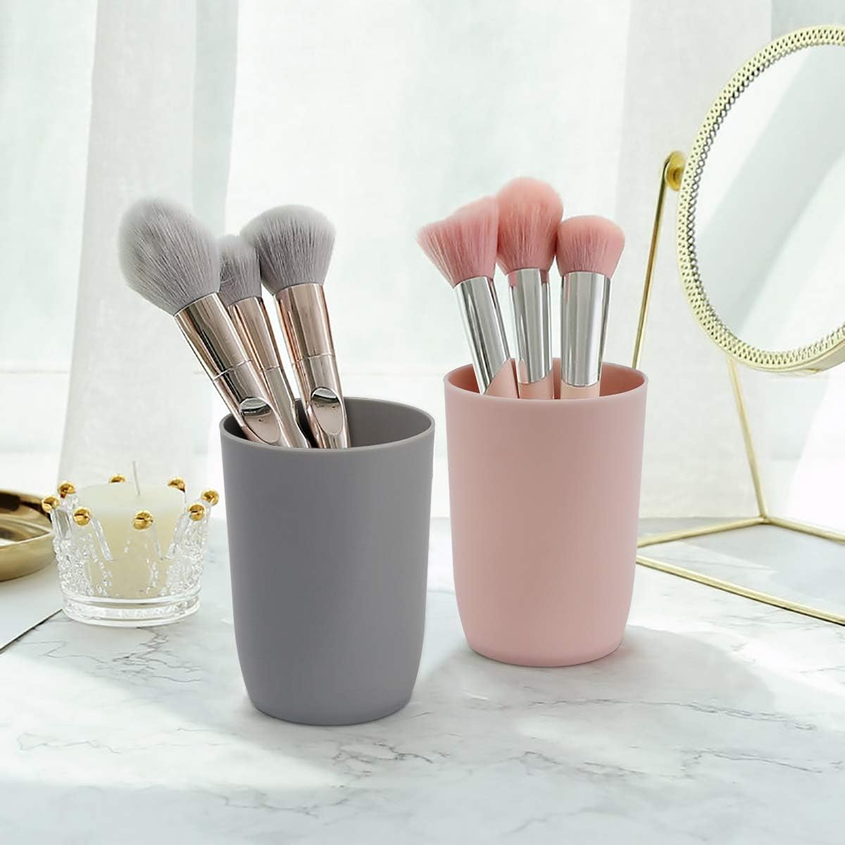 Topsky 4-Pieces Dishwasher Safe Plastic Tumblers Travel Mouthwash Cup Reusable Water Cup Travel Camping Portable Cups Coloured Plastic Cups 4 Color