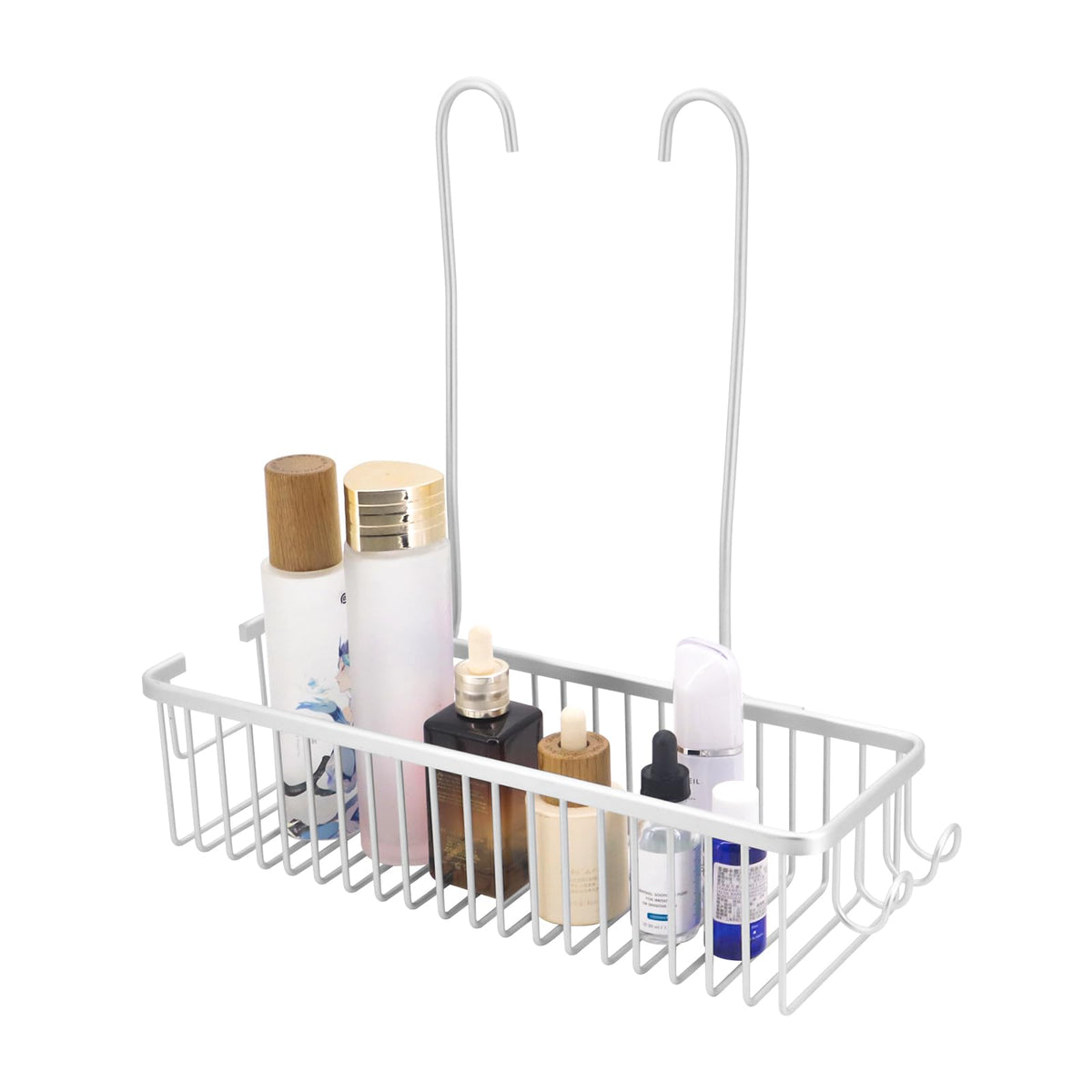 MoYouno Shower Caddy Hanging Organiser Storage,Bathroom Storage Basket, Shower Basket with Hooks, No Drilling, Shampoo Holder, Soap Holder for Bath