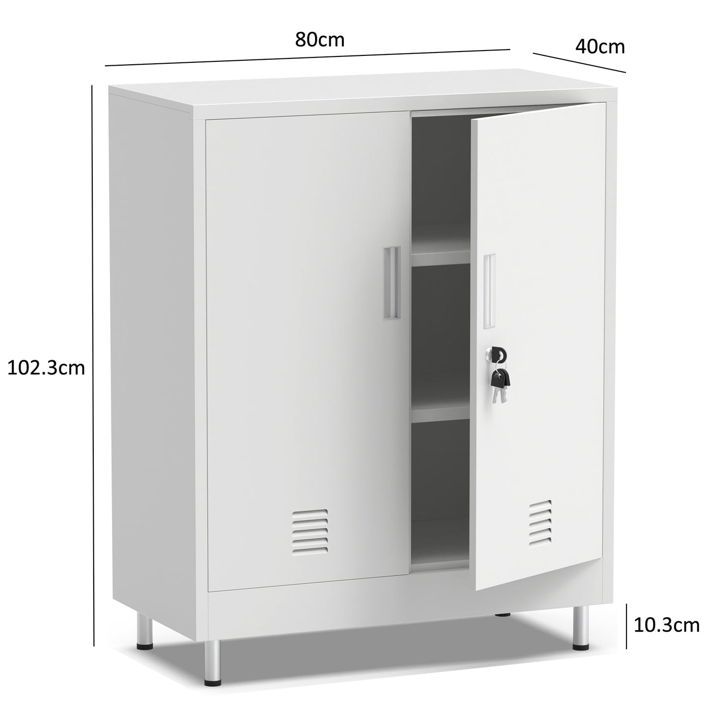 JINGUR Metal Storage Cupboard with Locking Doors and Adjustable Shelves, Lockable Storage Cabinet for Home Office Garage Pantry Entryway Living Room