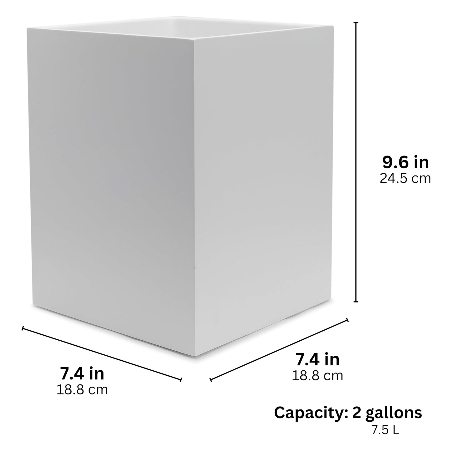 YEW DESIGN Matte White Square Small Trash Can, 2 Gallons / 7.5L Garbage Can, Waste Basket for Home, Bathrooms, Office, Under Desk, Bedroom