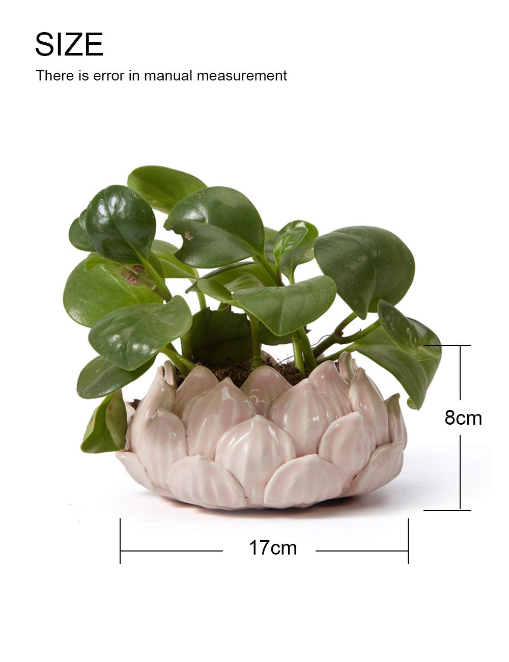 SEINHIJO Ceramic Planter Pot Cacuts Succulent Decor Gifts Flower Ornament Modern Indoor Sculpture Table Centerpiece Arts Crafts Pink 18cm