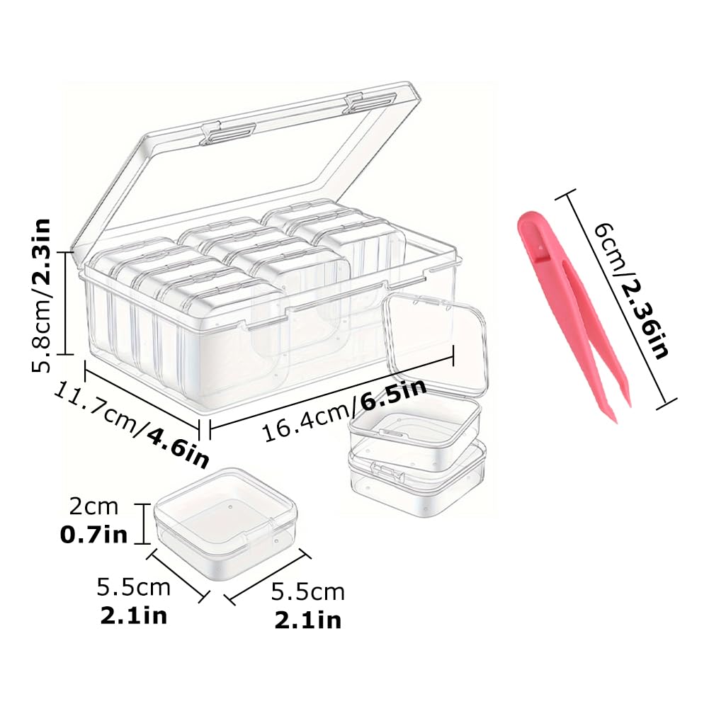 48 Pcs Bead Storage Box, 3 Set Small Plastic Storage Boxes with Tweezers